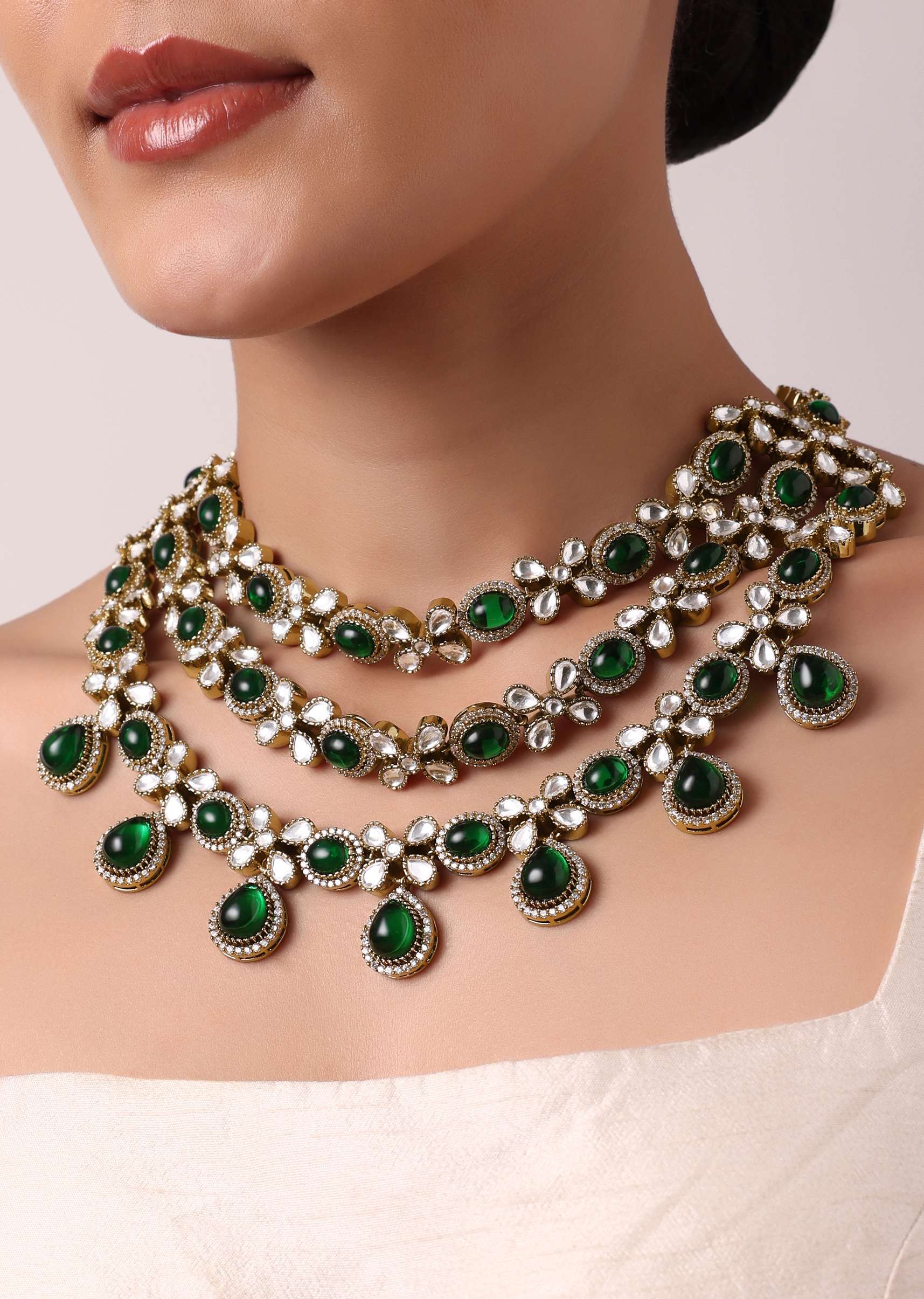 Multicolor Layered Necklace Set With Teardrops - Image 8