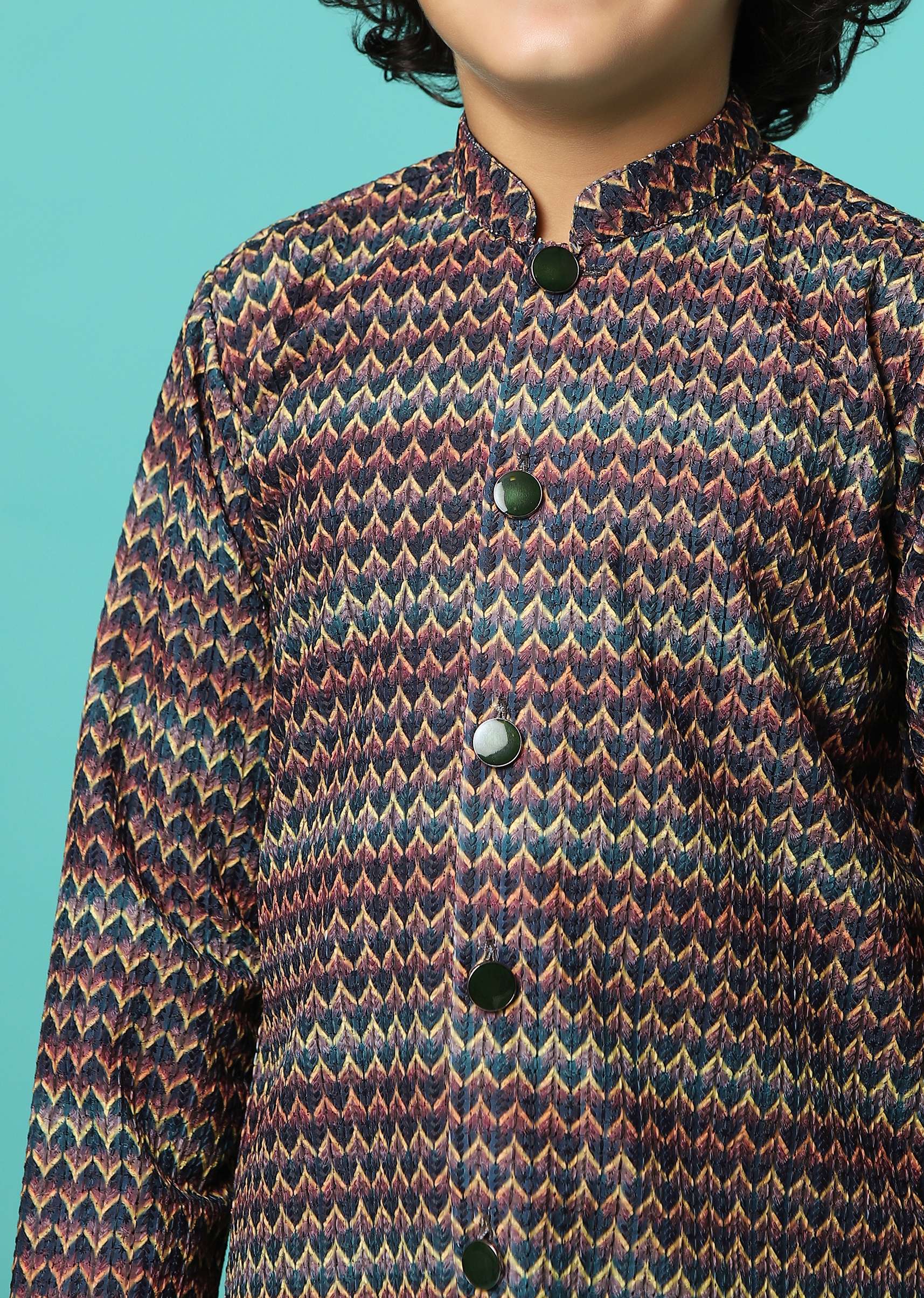 Multicolor Printed Silk Kurta Pant Set - Image 2