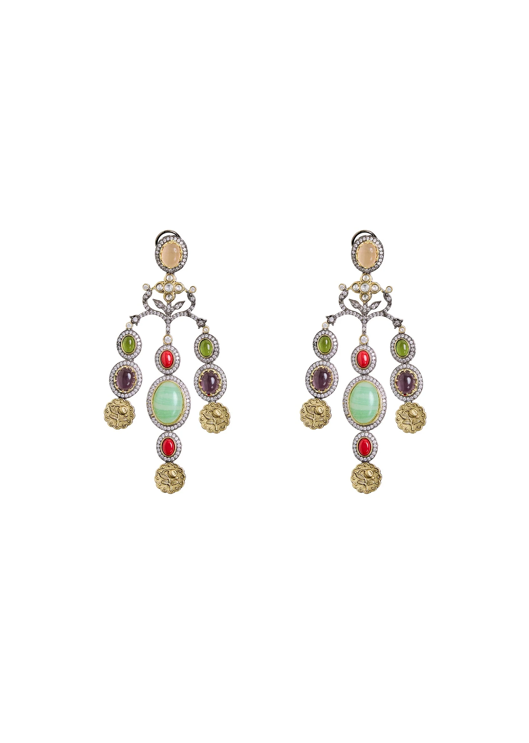 Multicolor Statement Dangler Earrings - Image 2