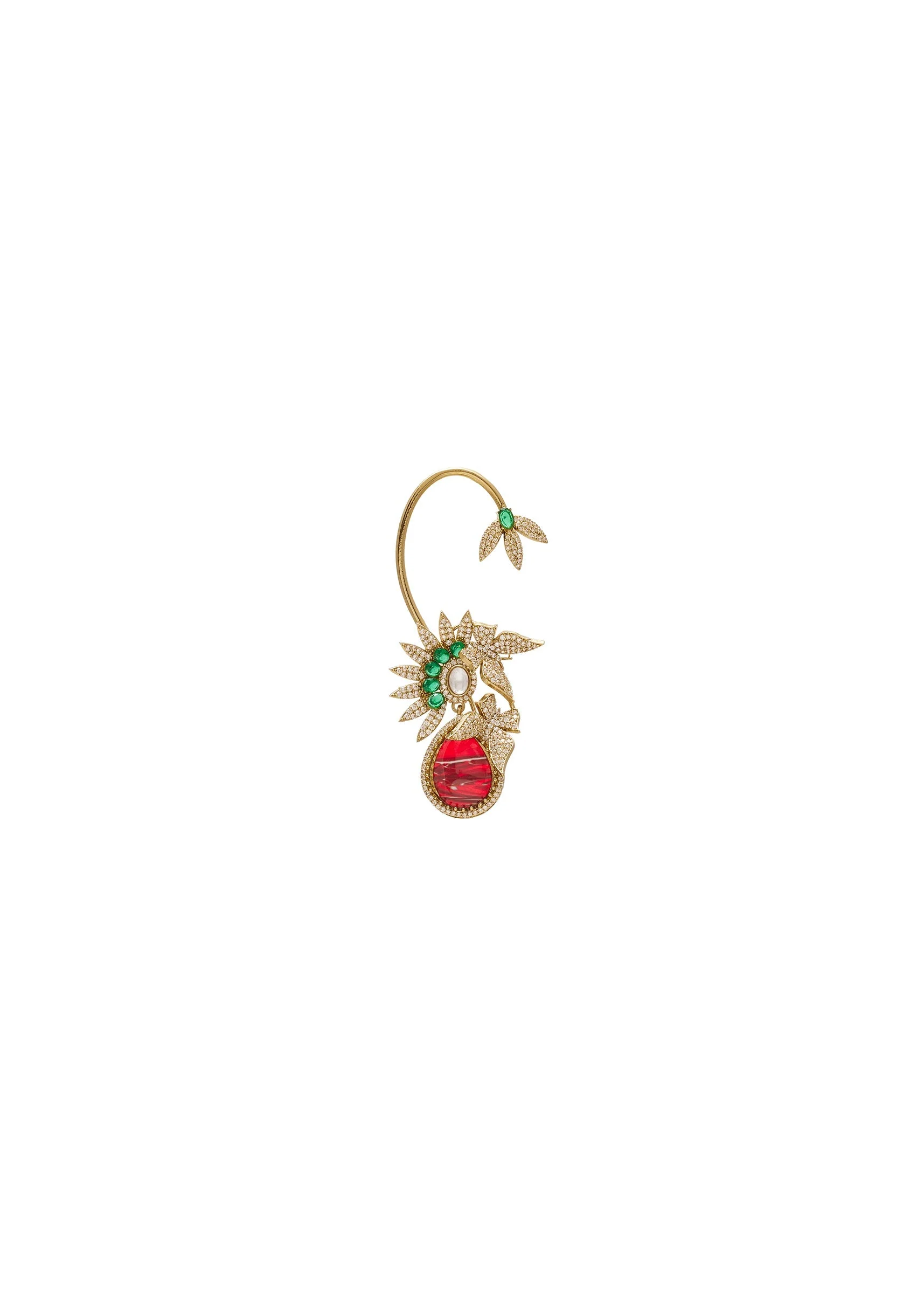 Multicolor Stone Necklace Set with Red Pendant - Image 4