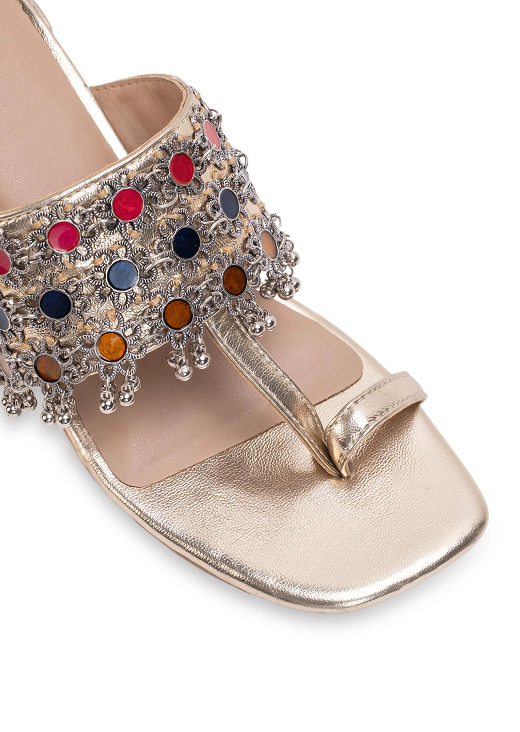 Multicolour Embellished Kolhapuri Heels - Image 3