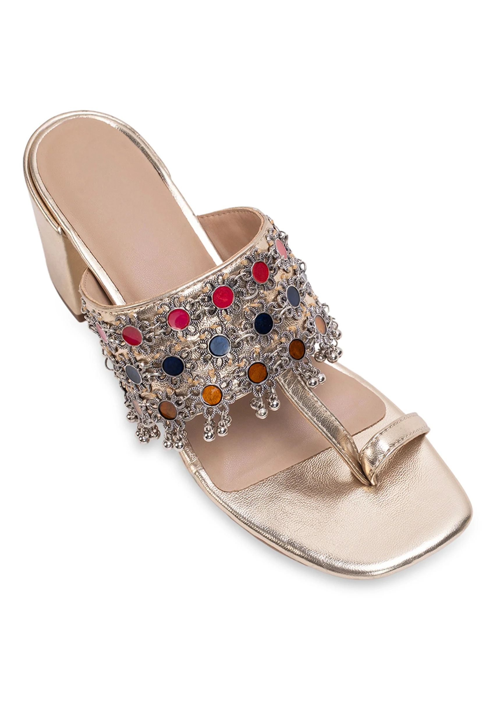 Multicolour Embellished Kolhapuri Heels - Image 5