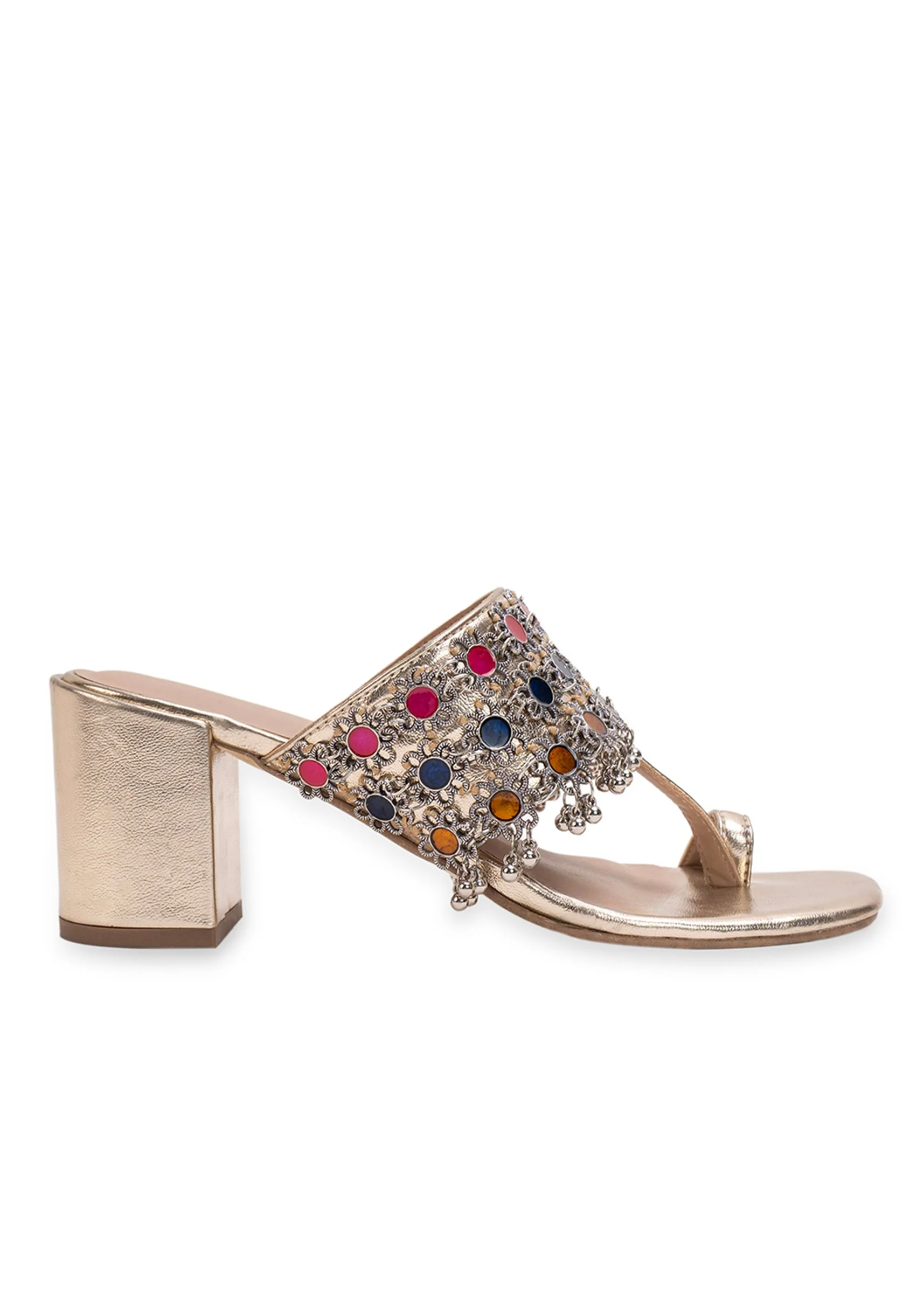 Multicolour Embellished Kolhapuri Heels - Image 6