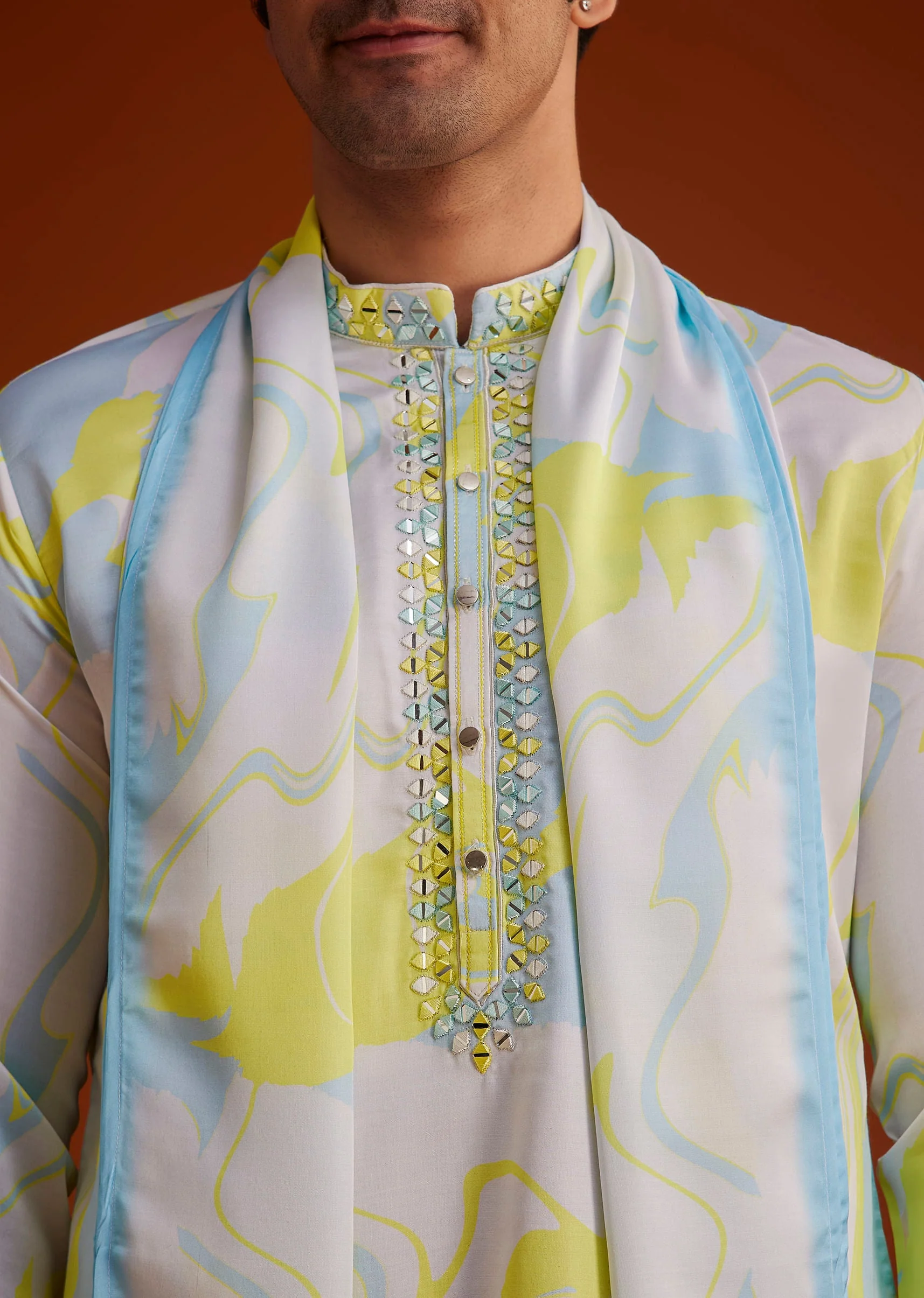 Multicolour Marble Printed Kurta Set - Image 2