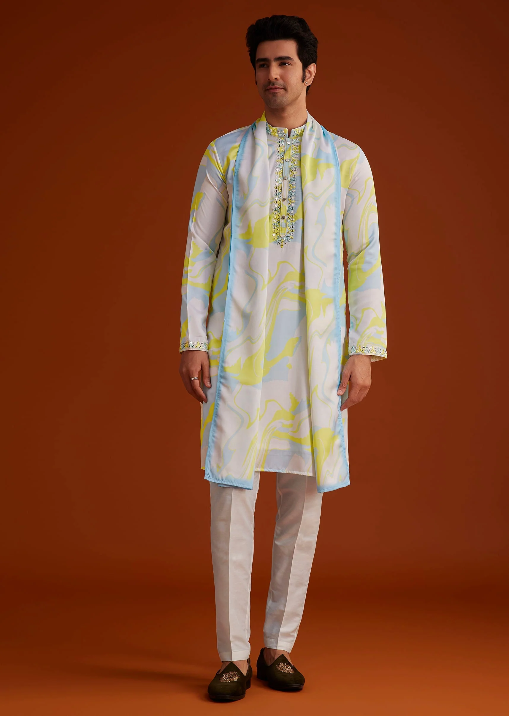 Multicolour Marble Printed Kurta Set - Image 4