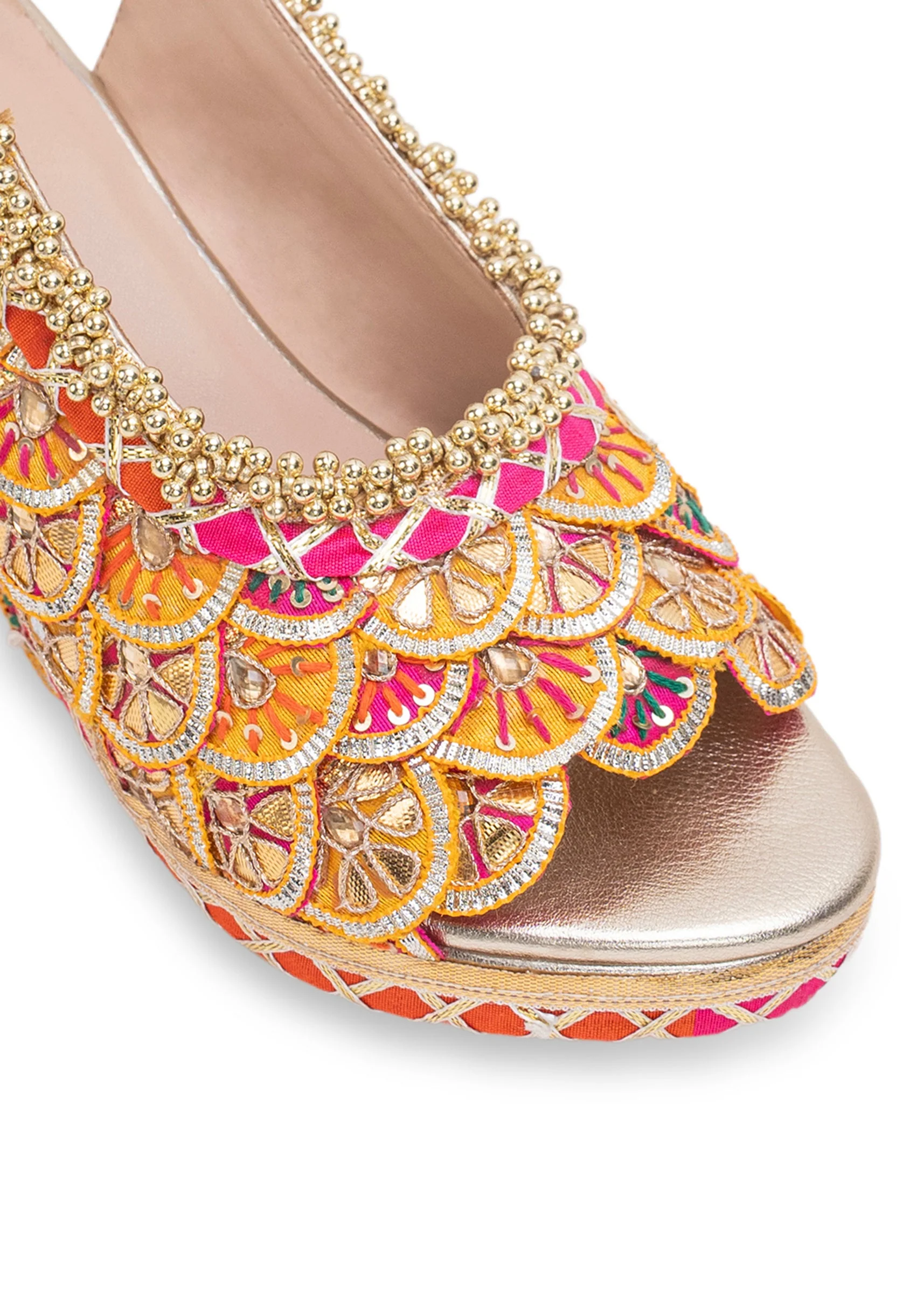 Multicolour Scalloped Embroidered Wedges - Image 3