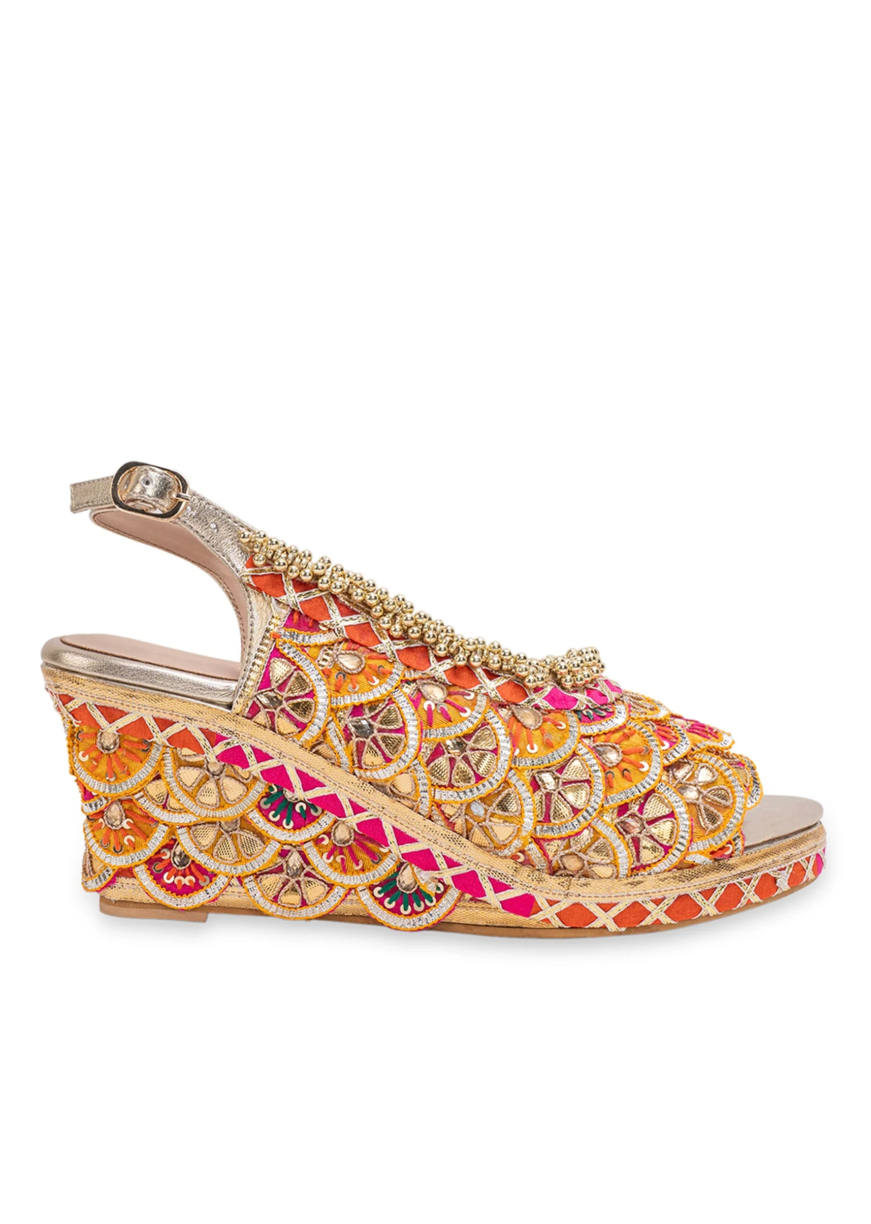 Multicolour Scalloped Embroidered Wedges - Image 6