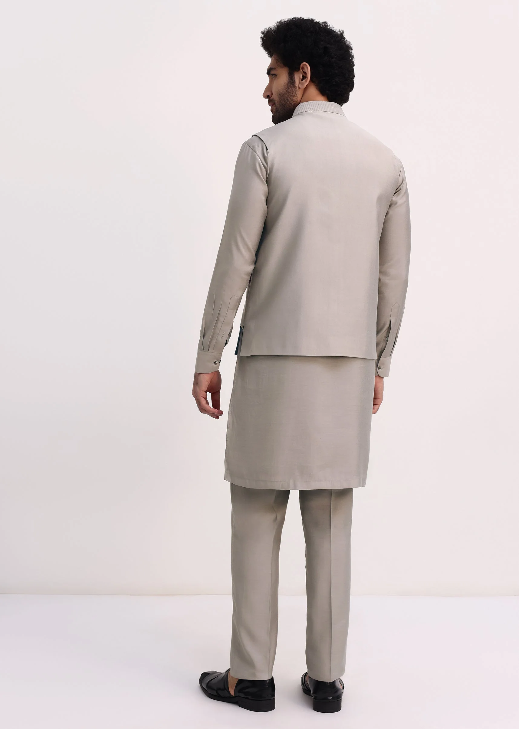 Multicolour Self Work Kurta Jacket Set - Image 5