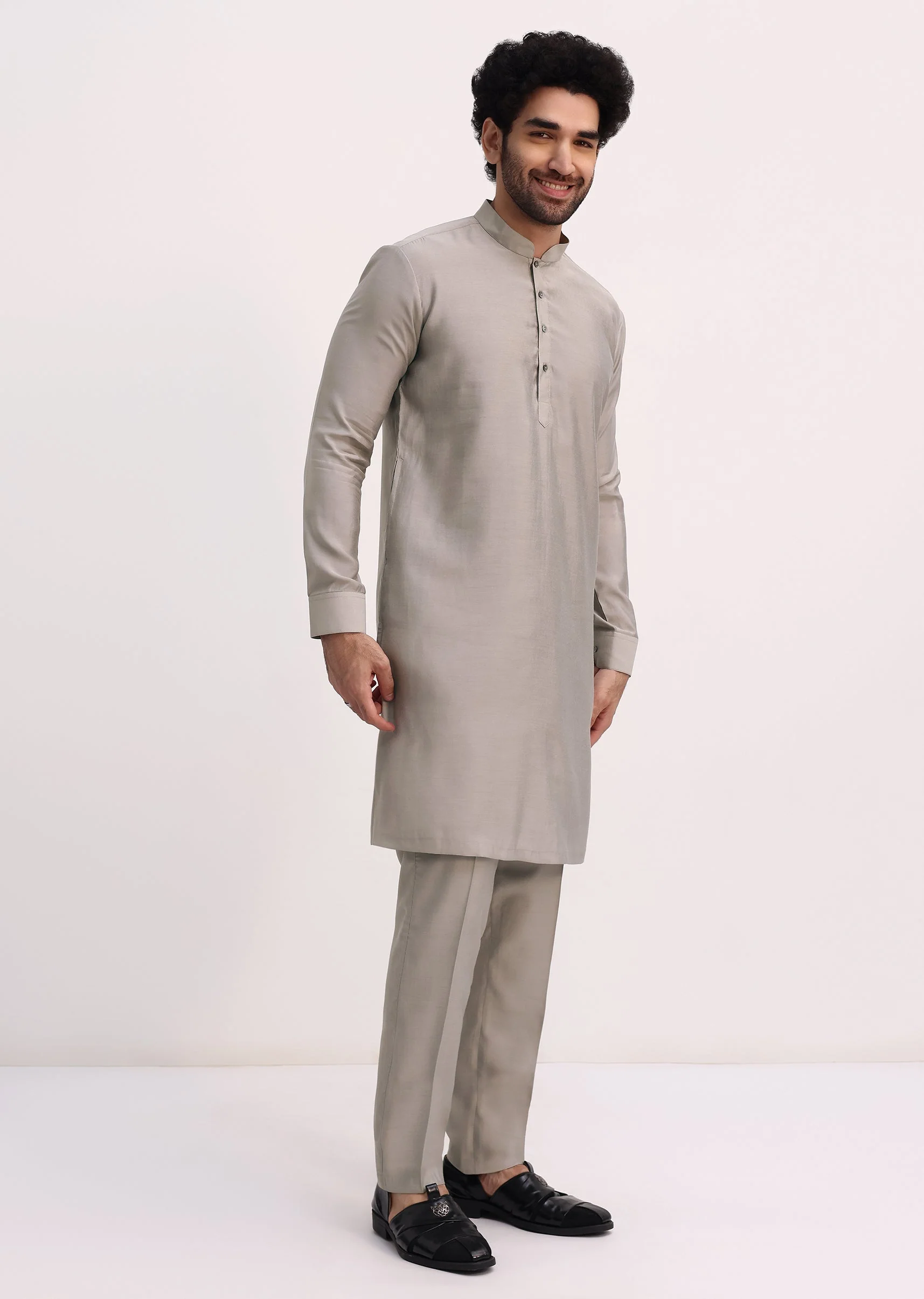 Multicolour Self Work Kurta Jacket Set - Image 6