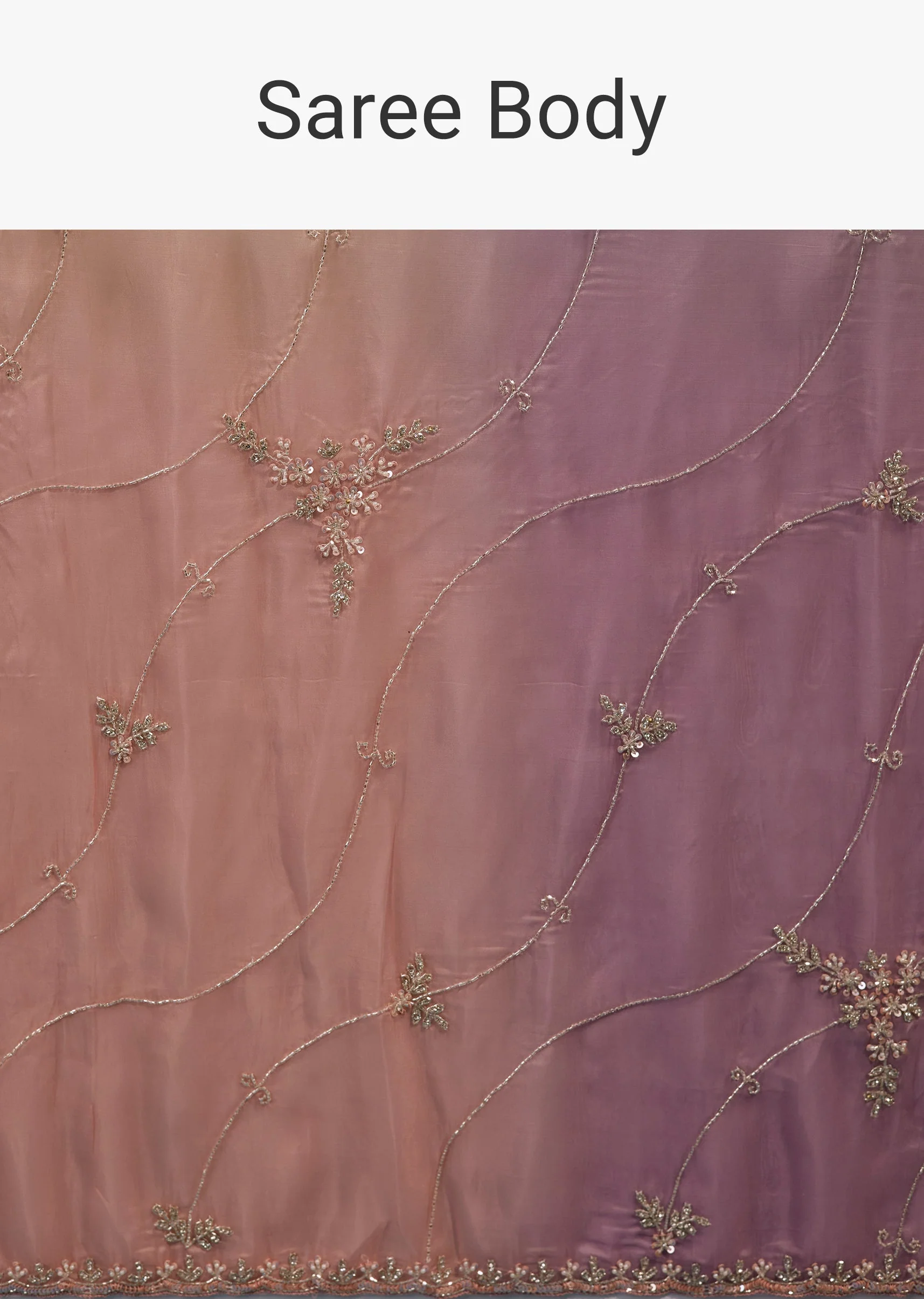 Multicolour Tissue Silk Saree With All Over Embroidery And Tasselled Pallu - Image 9