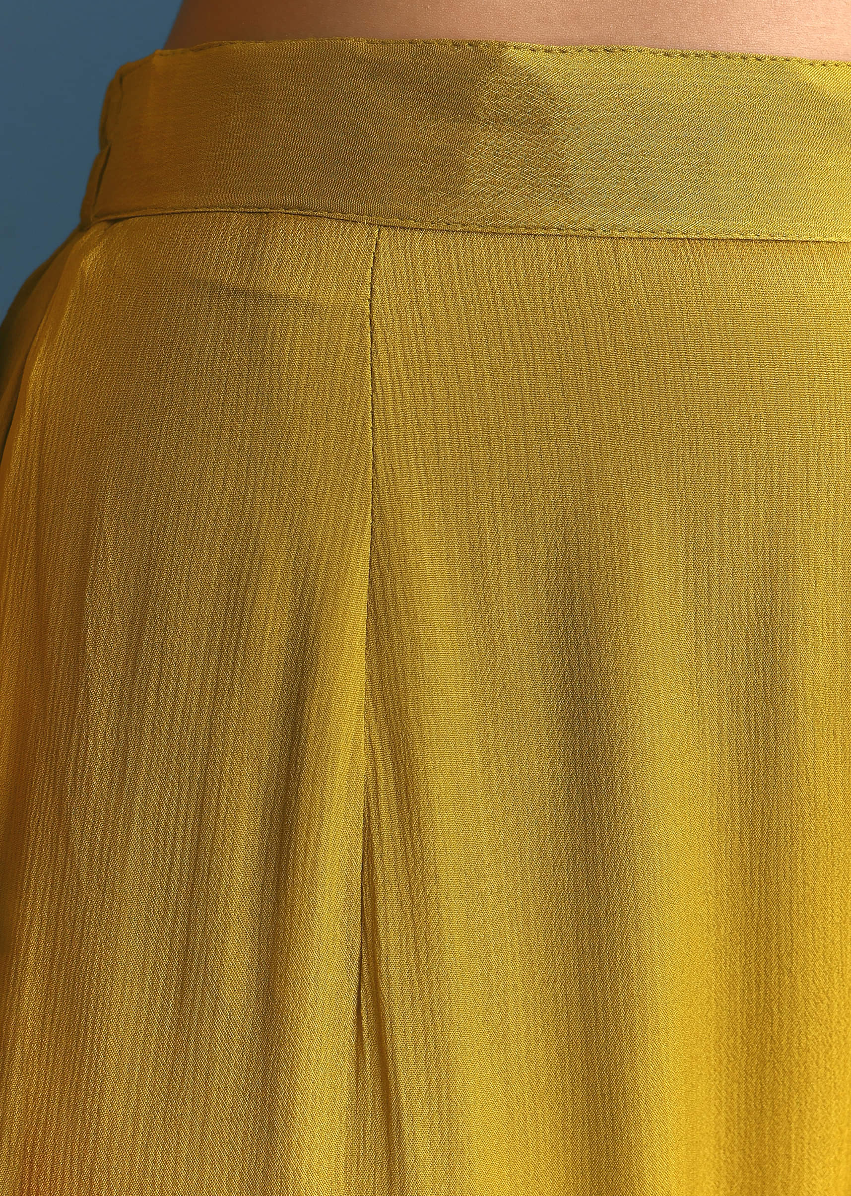 Mustard Silk Kurta Sharara Suit With Sequins And Cutdana Work - Image 6