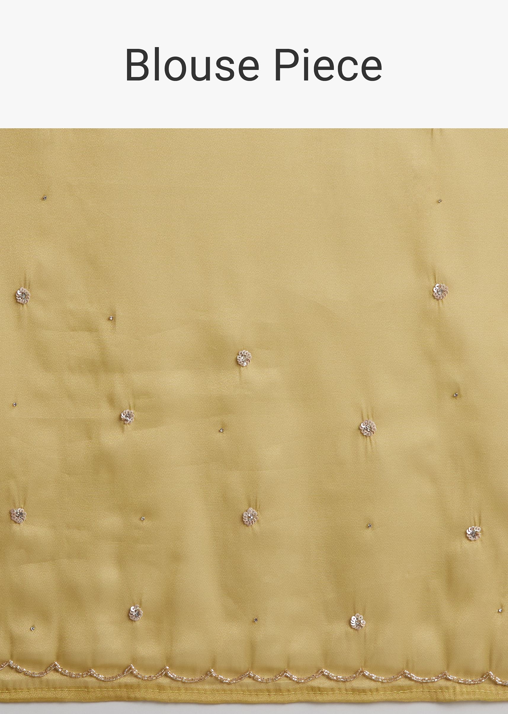 Mustard Tissue Organza Saree With Sequins Embellished Border - Image 10