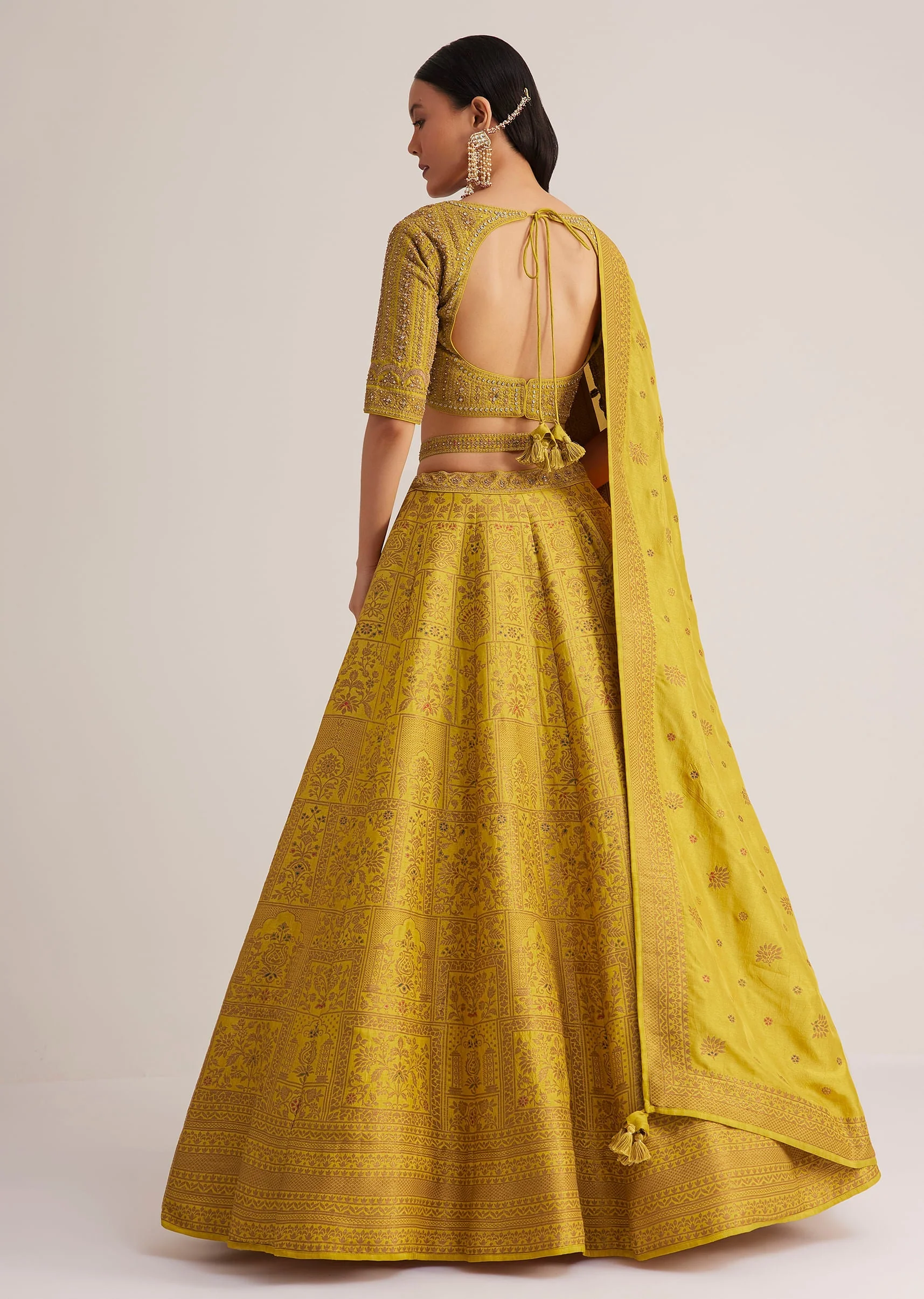 Mustard Yellow Embroidered Lehenga Set With Matching Dupatta - Image 5