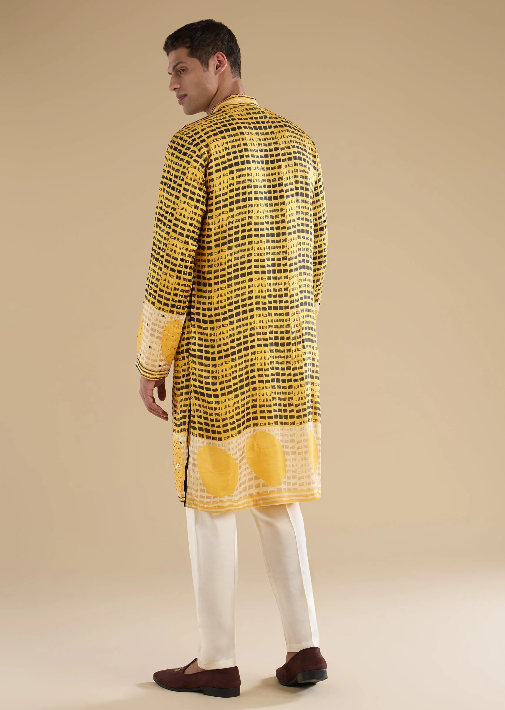 Mustard Yellow Embroidered Rawsilk Kurta Set - Image 5