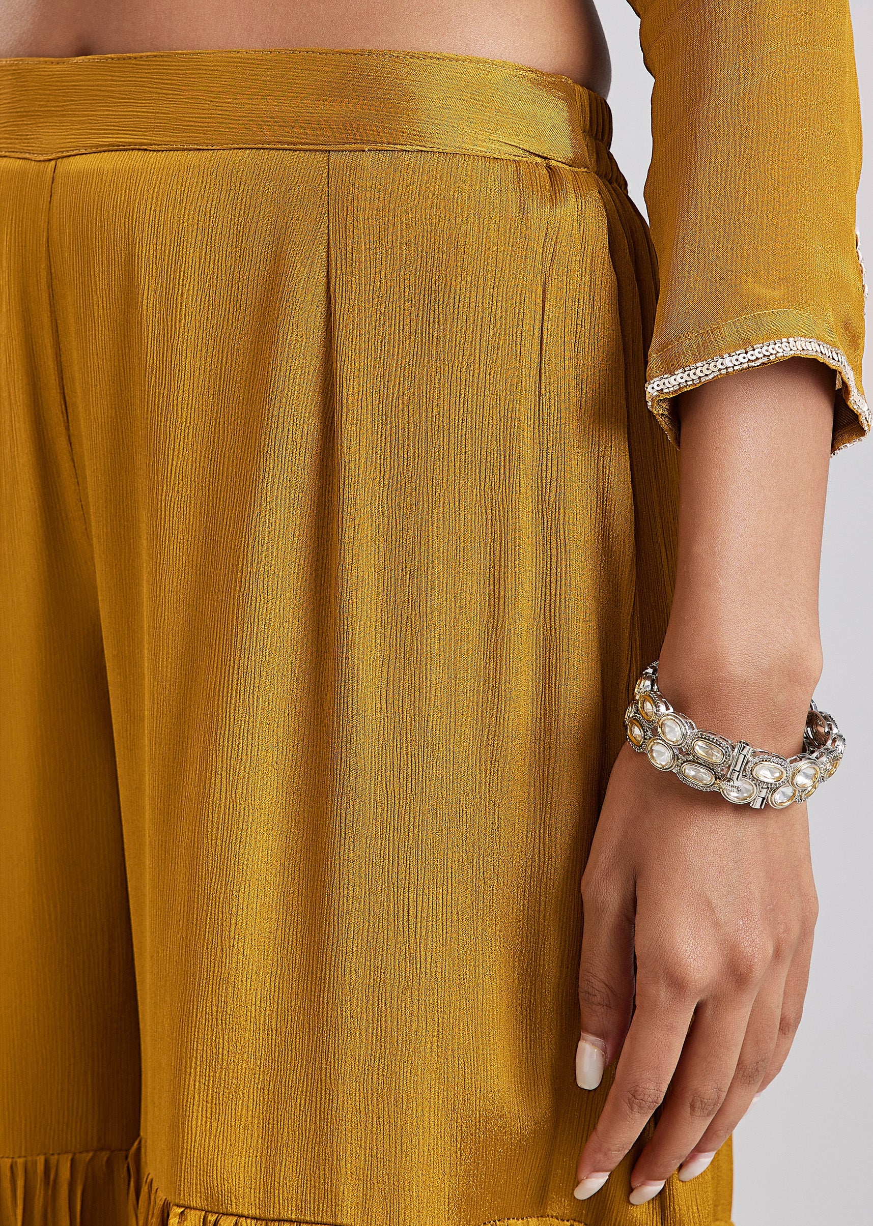 Mustard Yellow Embroidered Sharara Set - Image 6