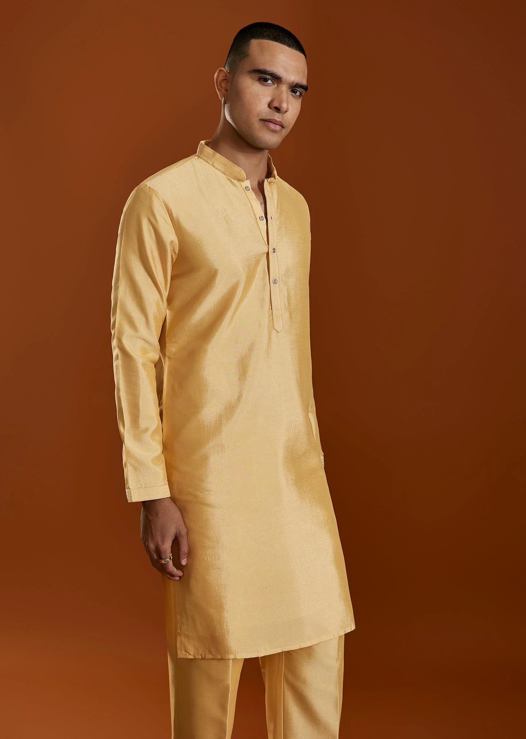 Mustard Yellow Kurta Jacket Set - Image 6
