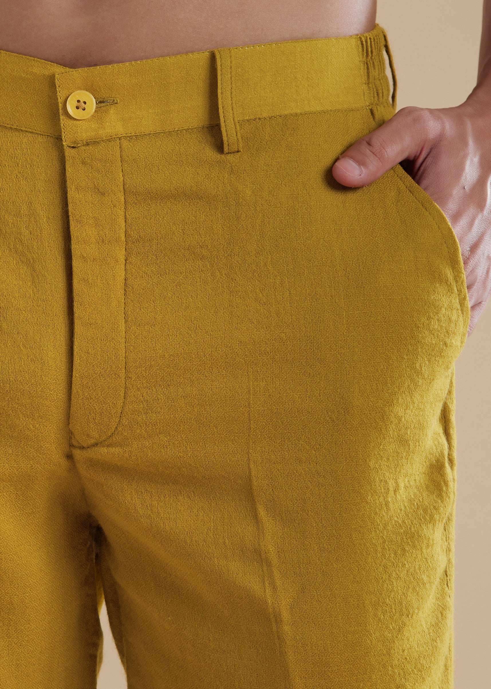 Mustard Yellow Pashmina Kurta Jacket Set With Thread Resham Work - Image 6