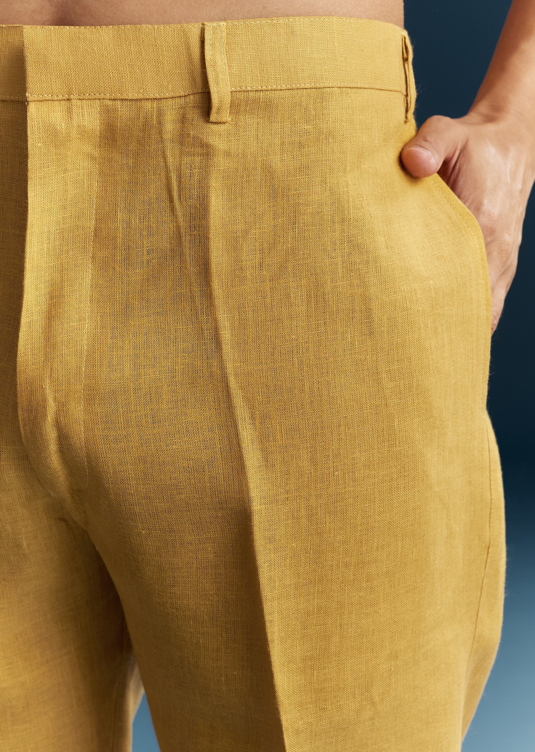 Mustard Yellow Silk Kurta Jacket Set With Thread Detail Work - Image 7