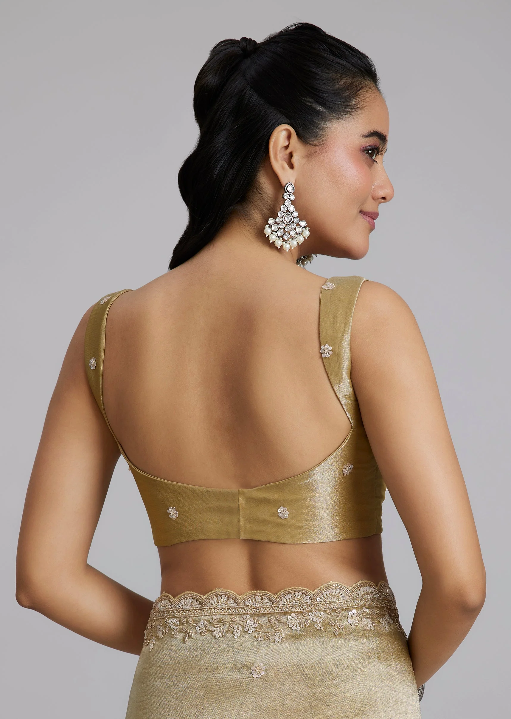 Mustard Yellow Tissue Saree - Image 8