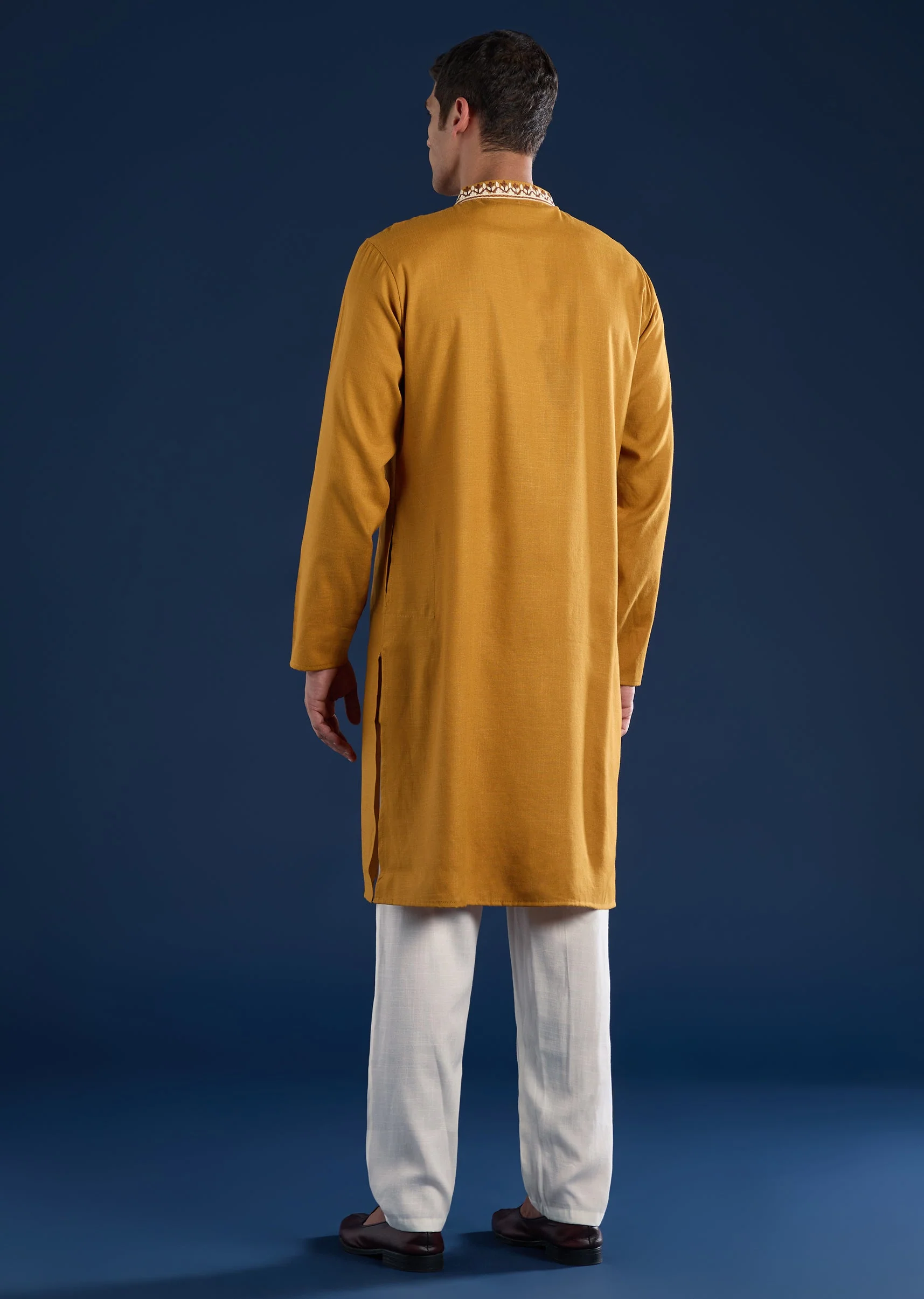 Mustard Yellow Viscose Kurta Set - Image 5