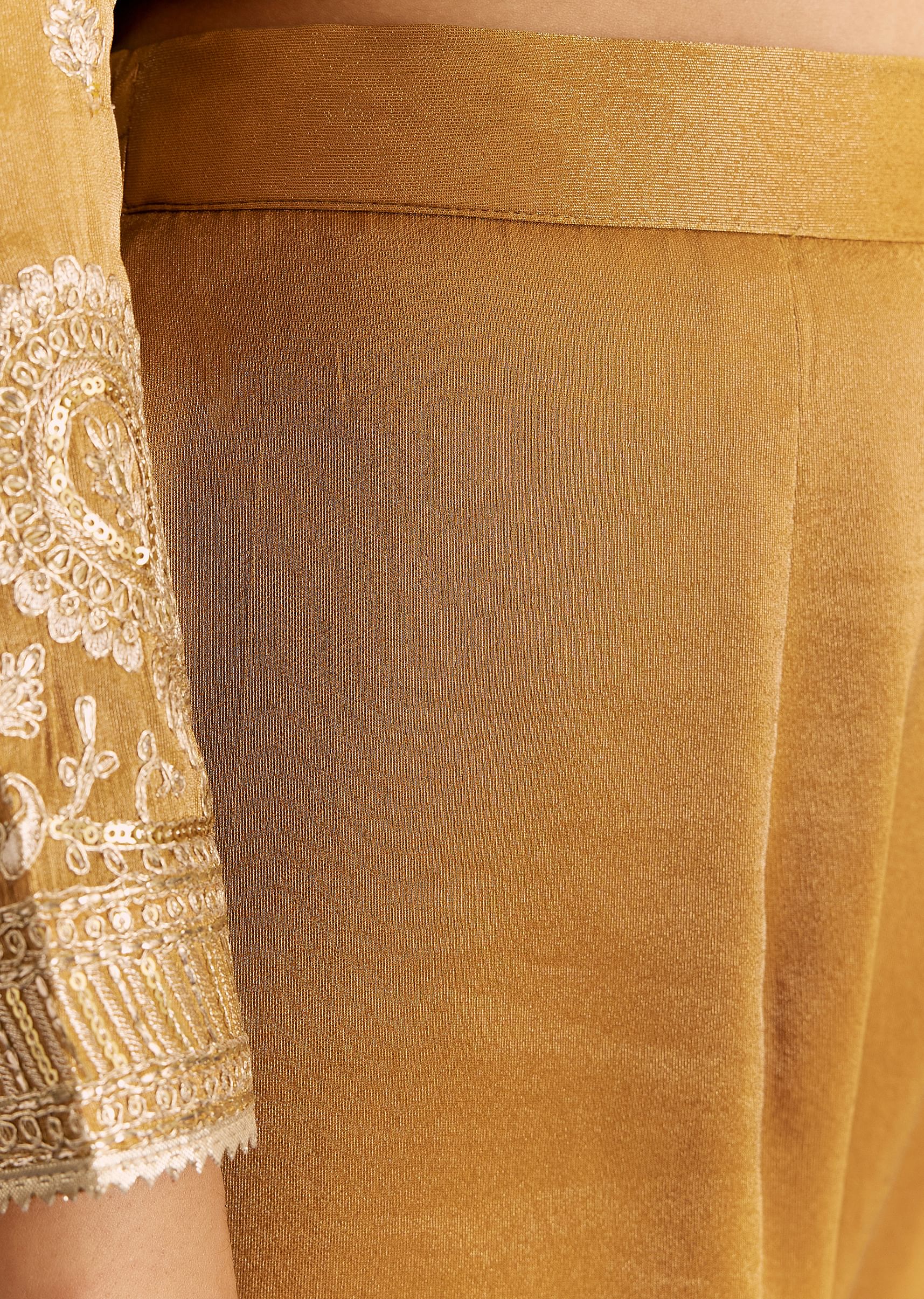 Mustard Yellow Zardosi Embroidered Anarkali Dupatta Set - Image 7