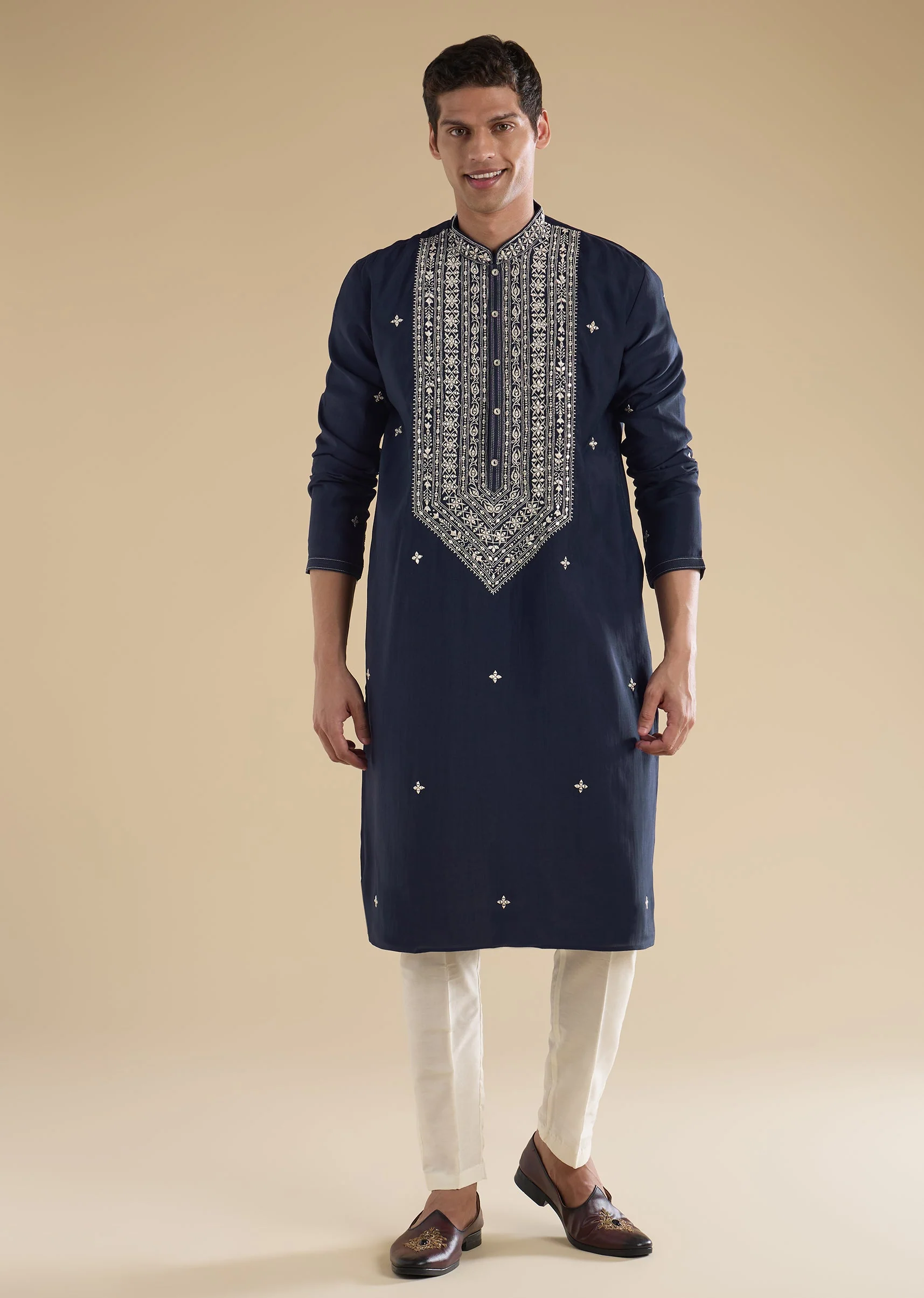 Navy Blue Classic Kurta Set - Image 3