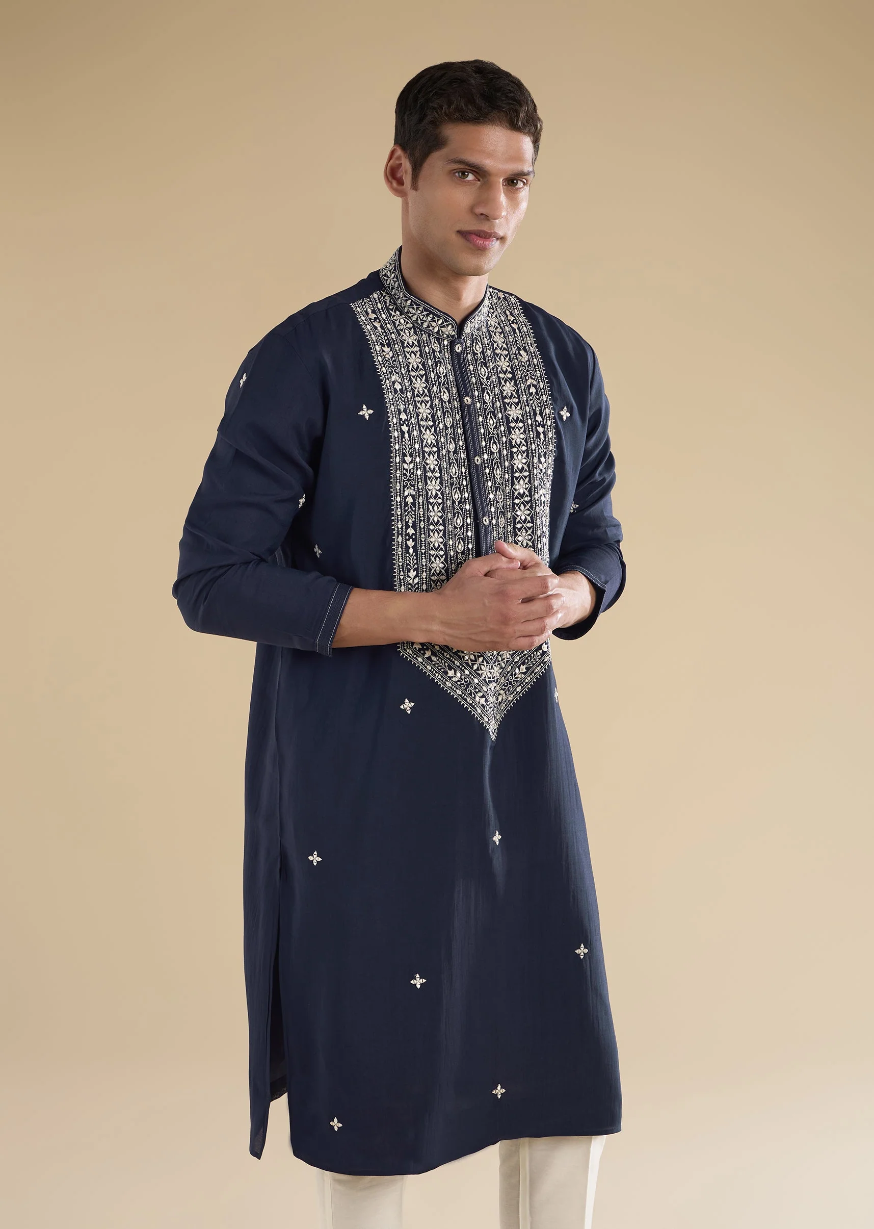 Navy Blue Classic Kurta Set - Image 4