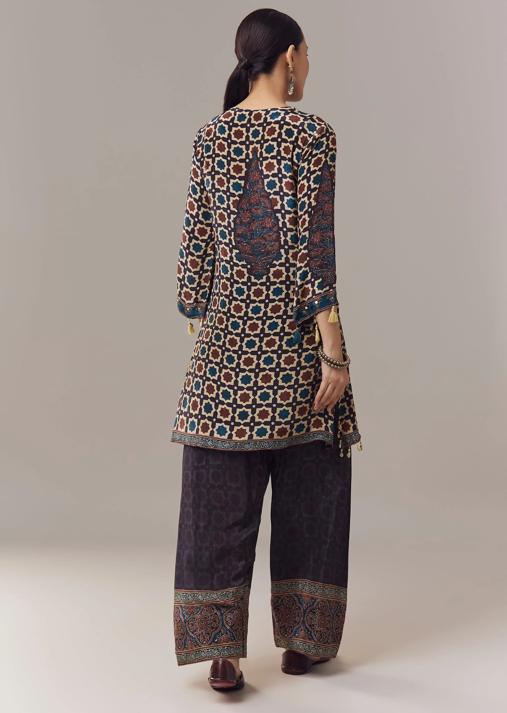 Navy Blue Coord Set With Sequins Work - Image 5