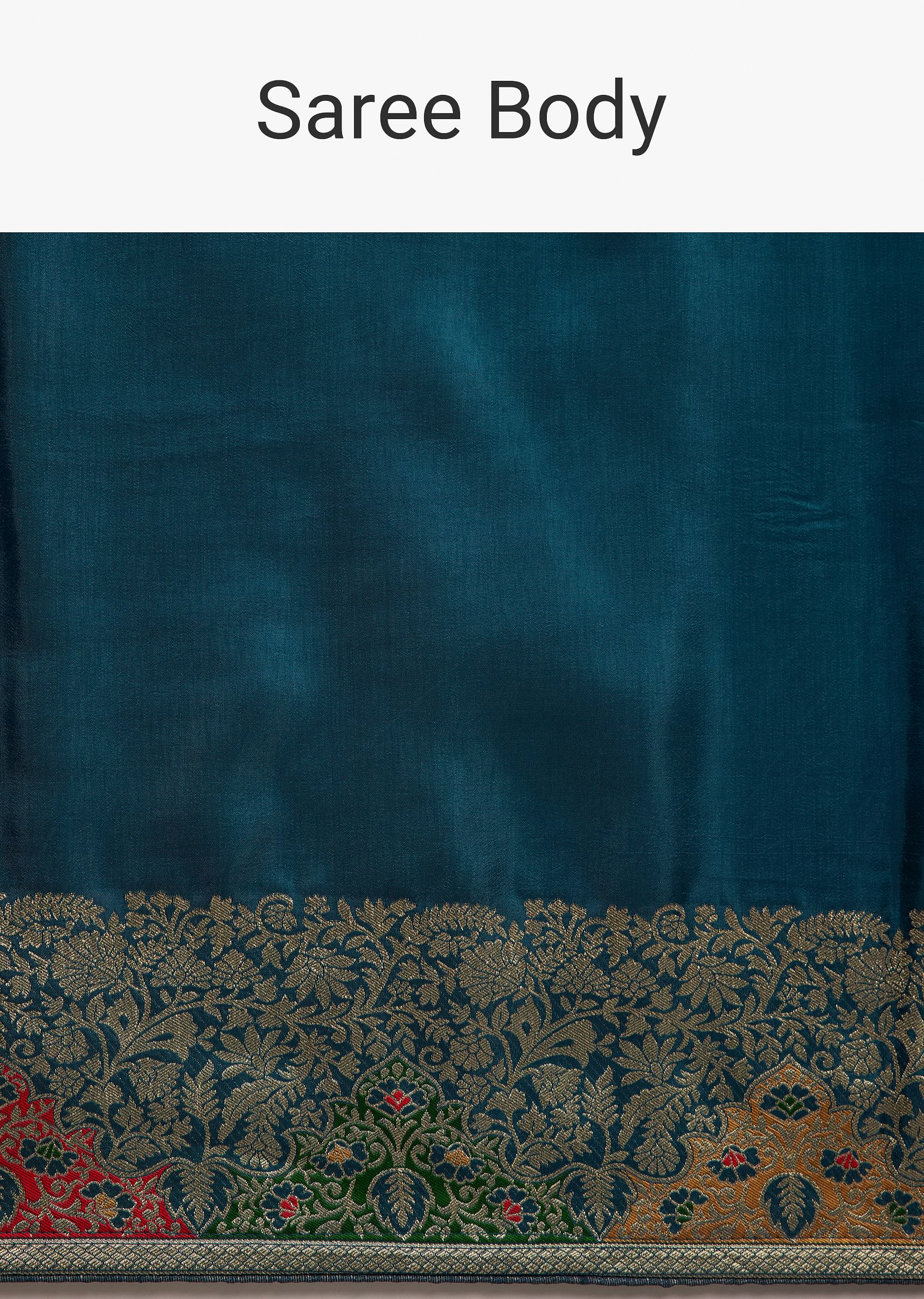 Navy Blue Dola Silk Saree With Zari Embroidery - Image 9