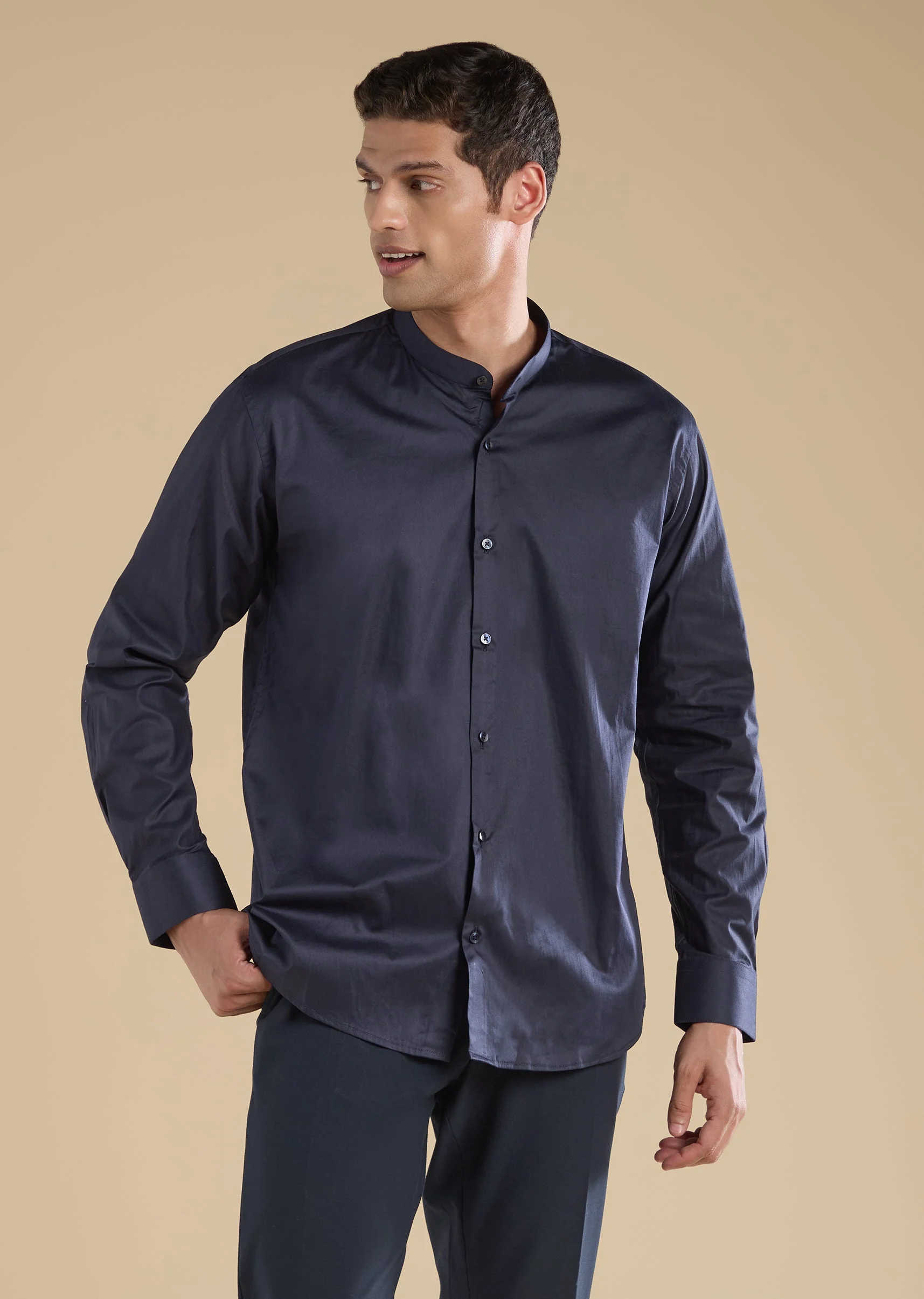 Navy Blue Embroidered Jacket Kurta - Image 6