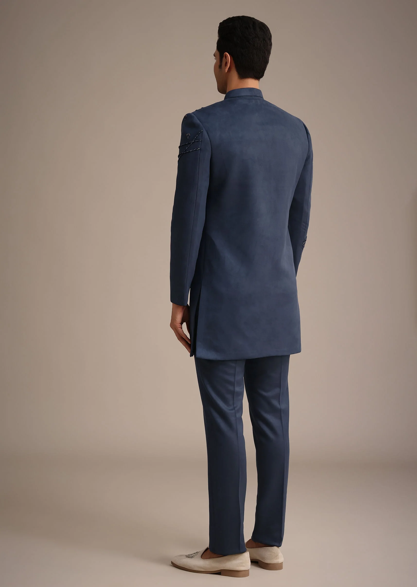 Navy Blue Indowestern Set With Dori Hand Work - Image 5