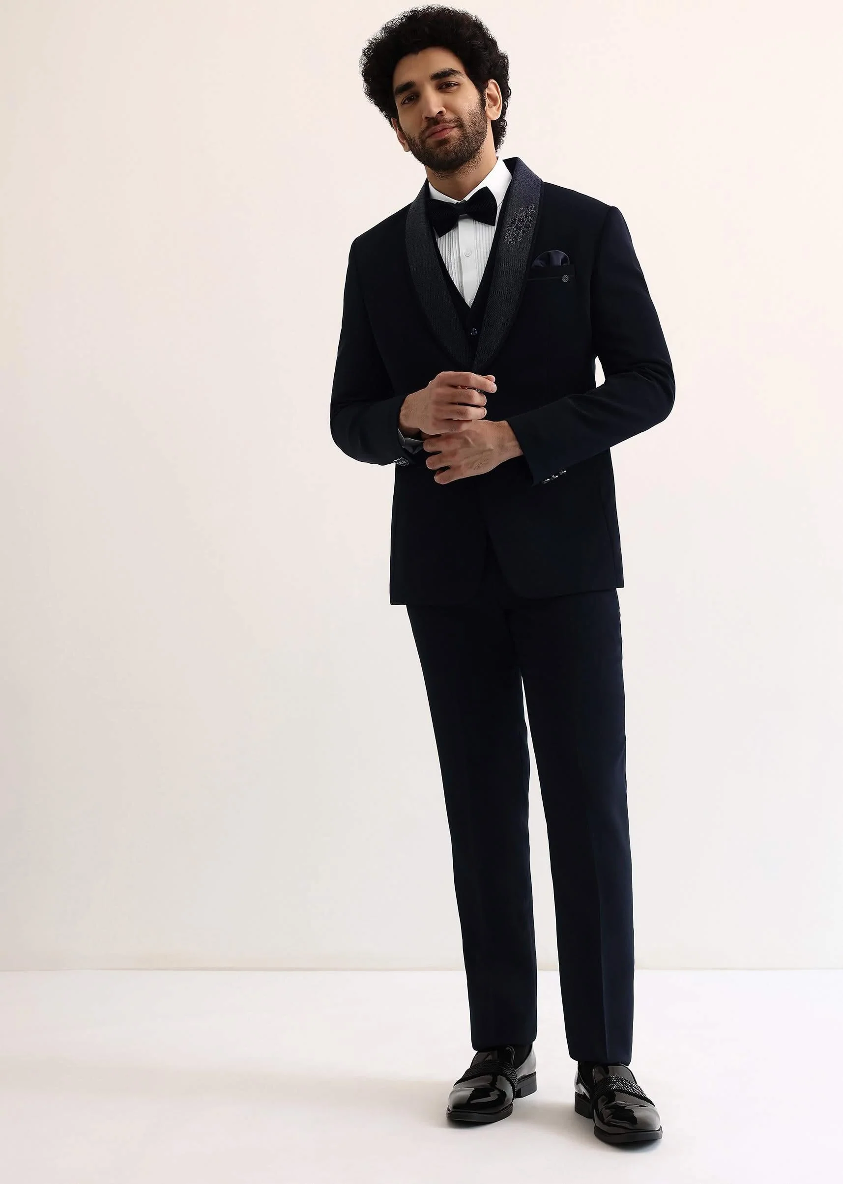 Navy Blue Intricate Embroidered Tuxedo - Image 7