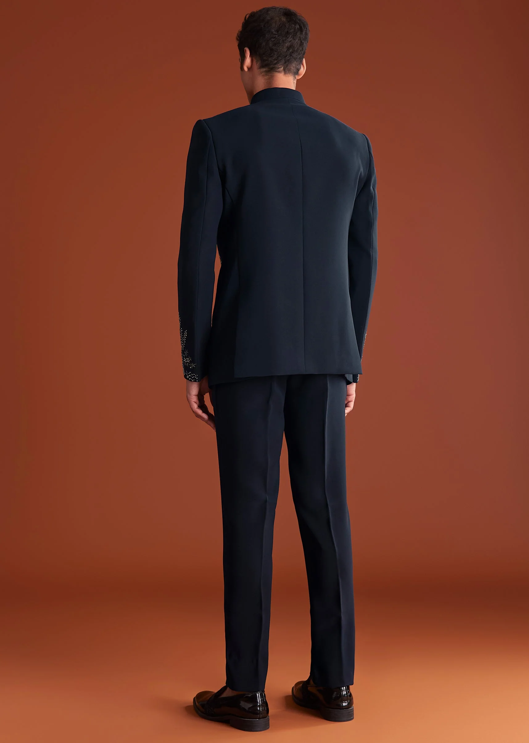 Navy Blue Jodhpuri Suit In Lachkaa Fabric With Hand Embroidery - Image 5