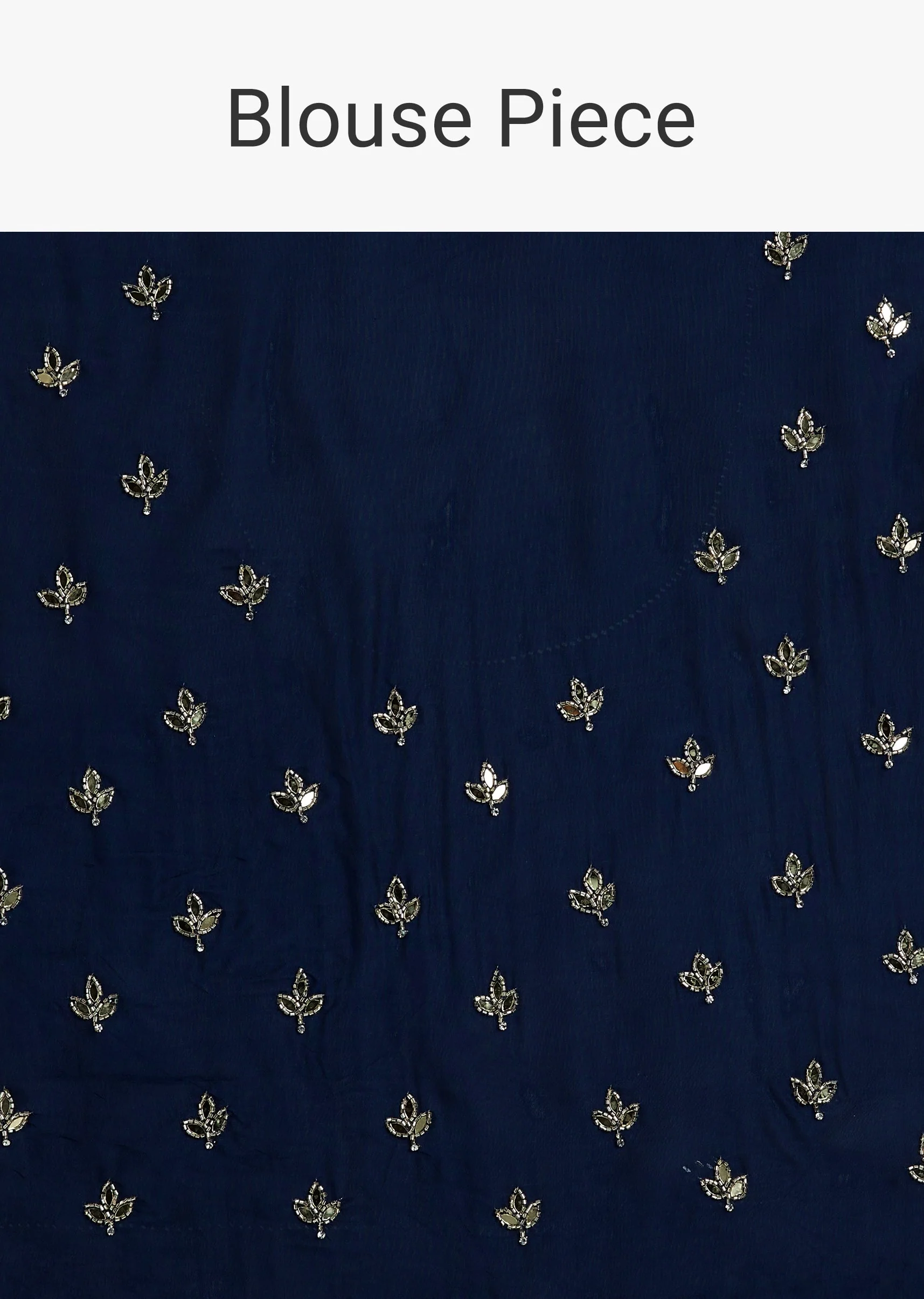 Navy Blue Kora Silk Saree With Cutdana Stones And Mirror Embroidery - Image 10
