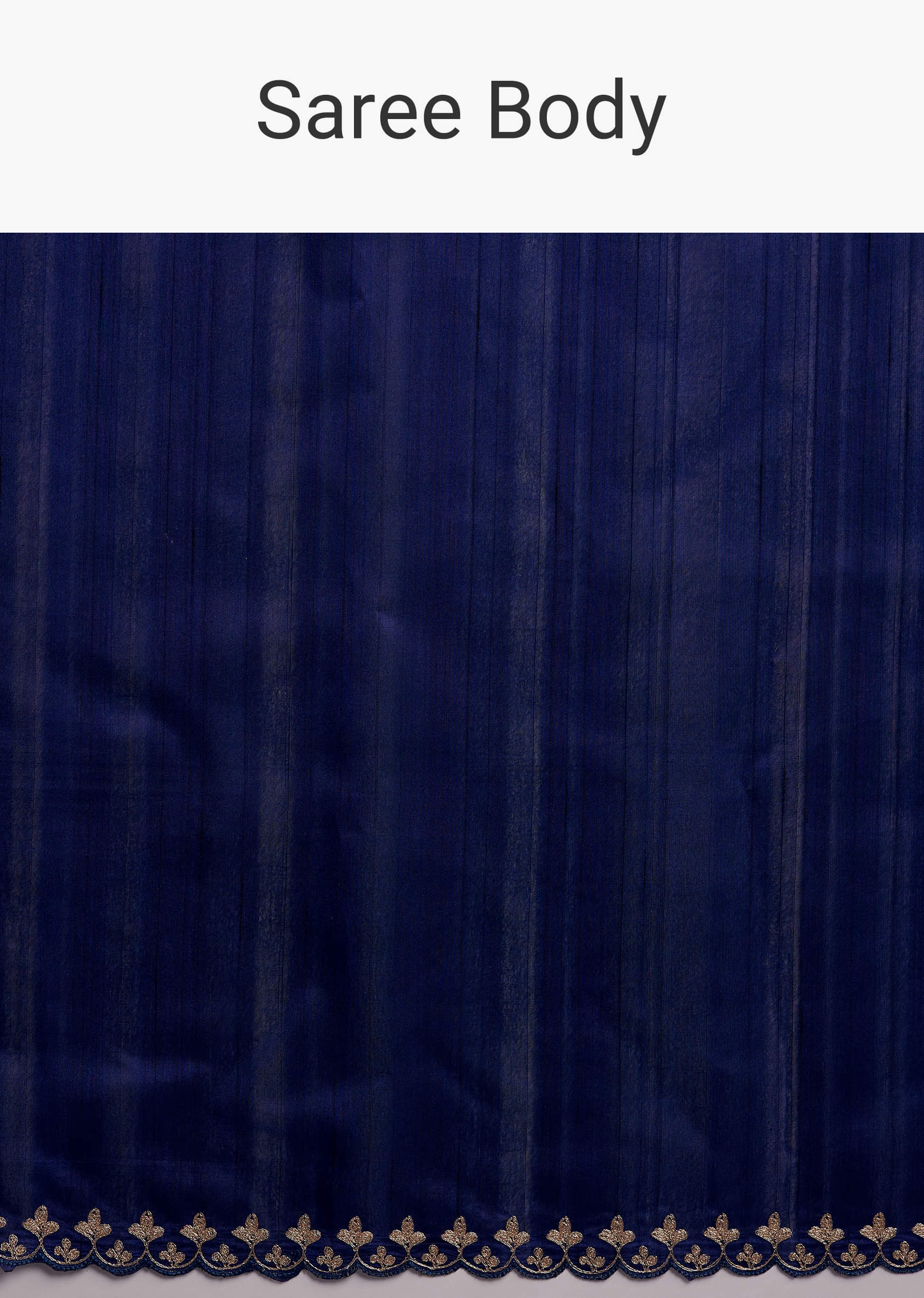 Navy Blue Organza Silk Saree With Floral Embroidery And Cutwork - Image 9