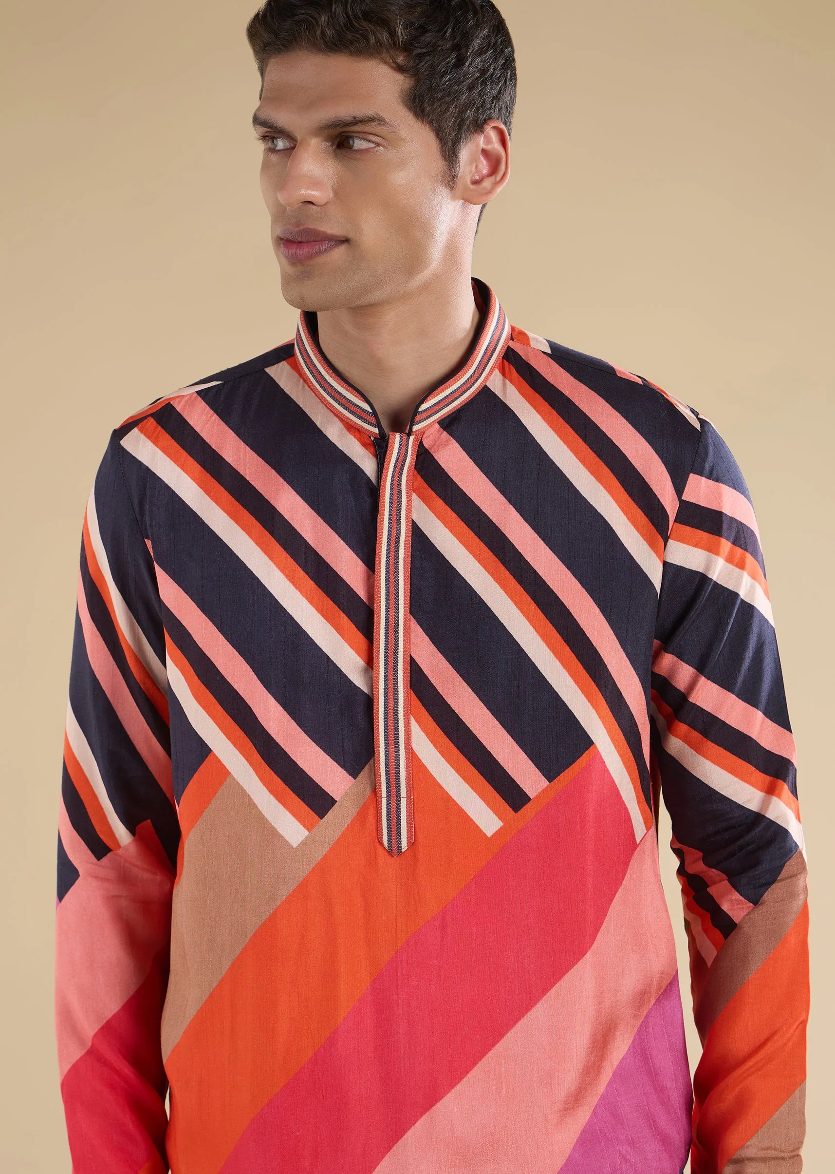 Navy Blue Printed Kurta Set - Image 2