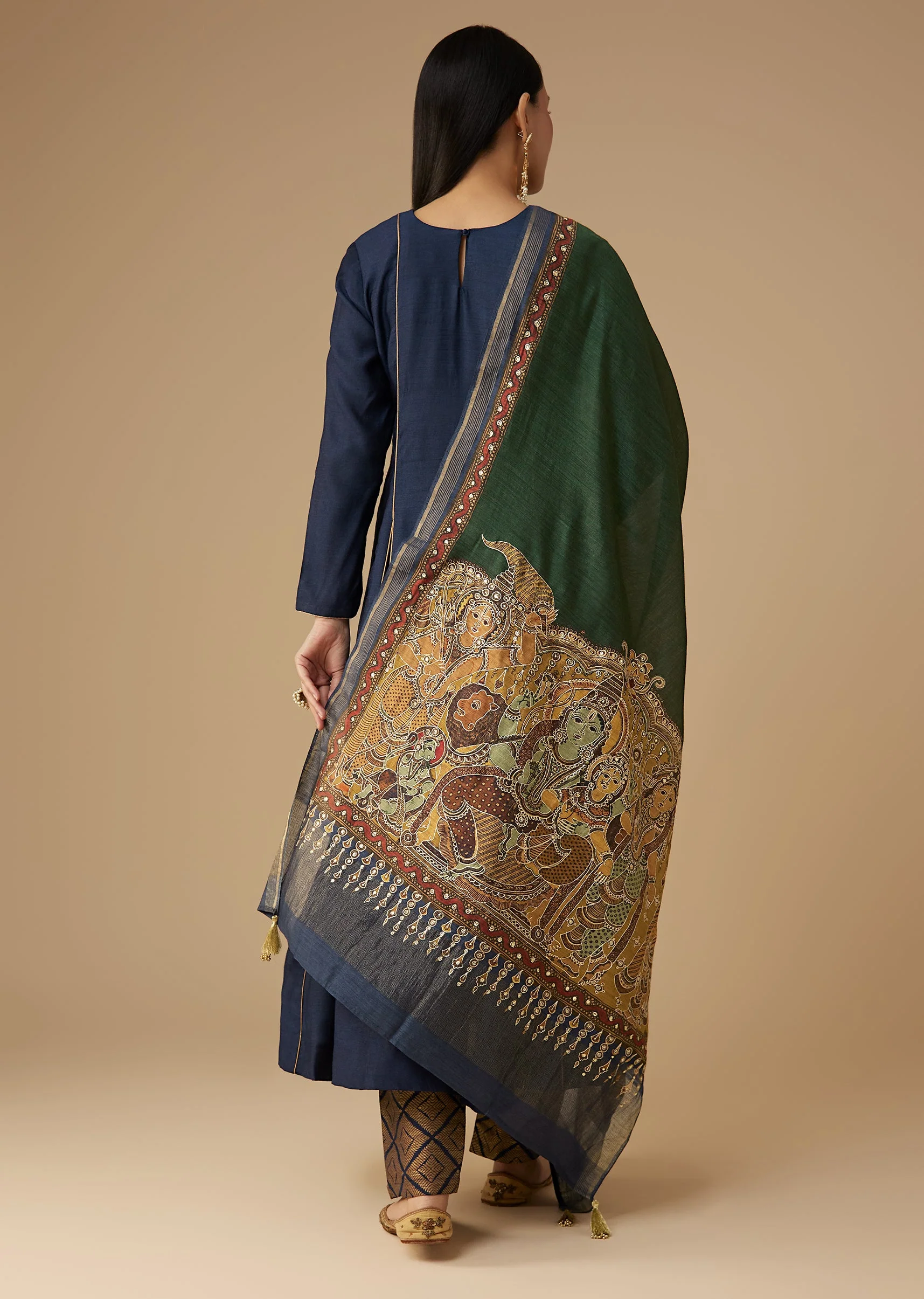 Navy Blue Sequin Work Anarkali Set - Image 5