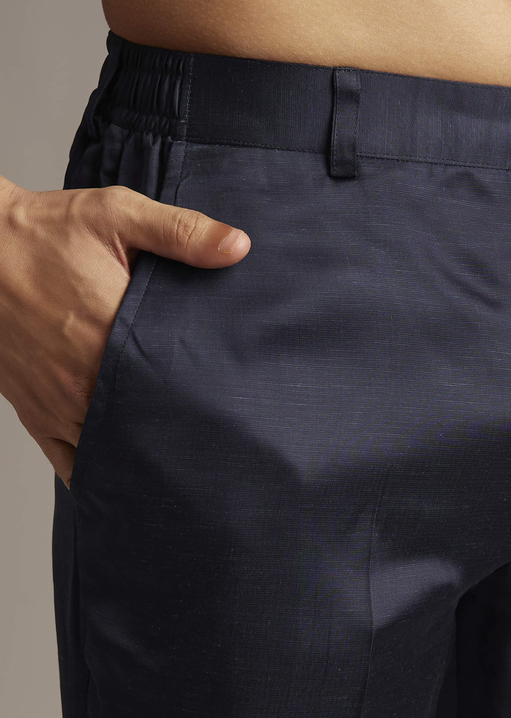 Navy Blue Velvet Indo Western Set For Men With Beads Work - Image 7