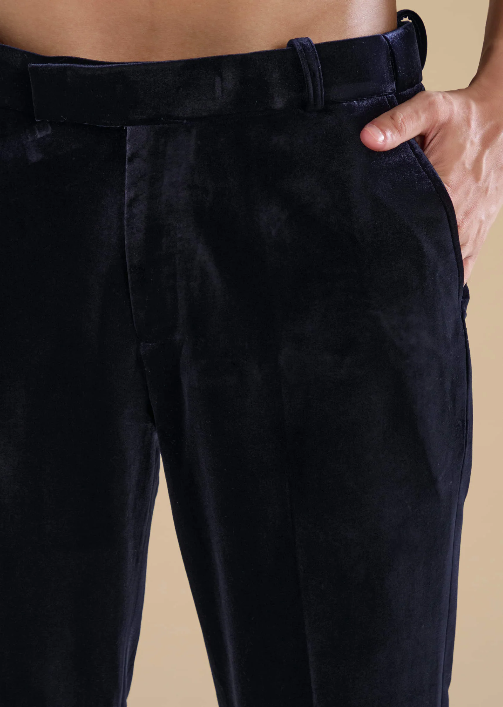 Navy Blue Velvet Jodhpuris with Sequins - Image 7