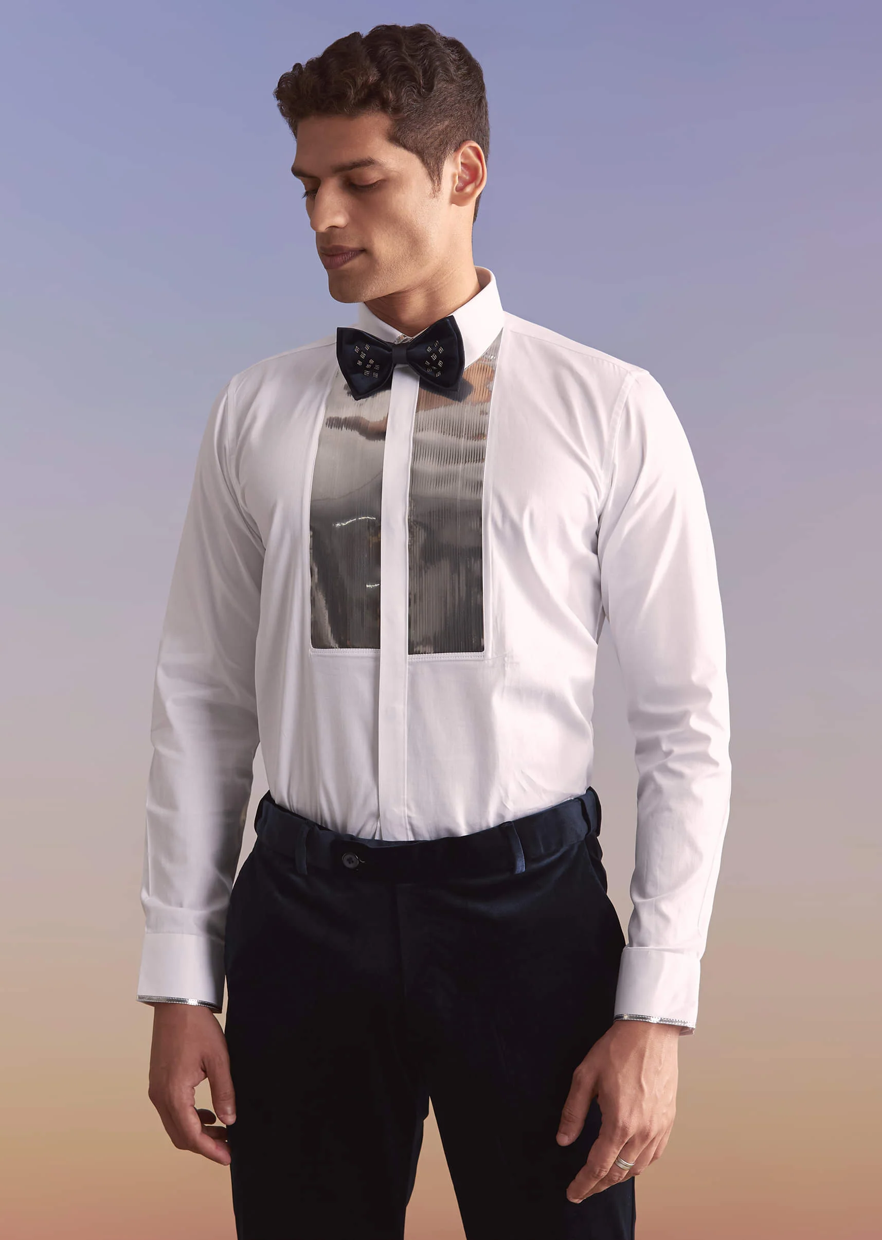 Navy Blue Velvet Tuxedo For Men With Hand Embroidery - Image 7