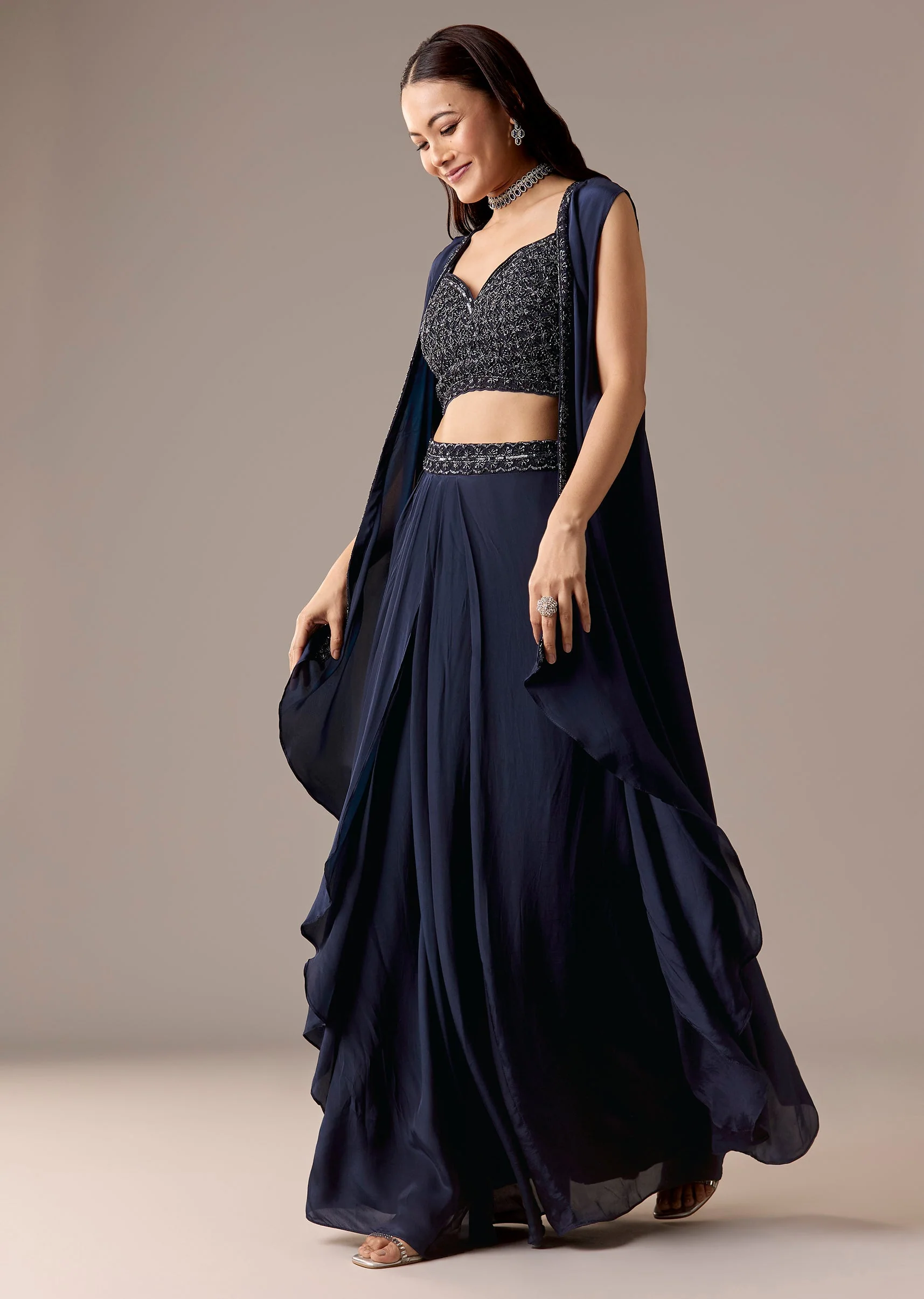 Navy Jacket Skirt Set