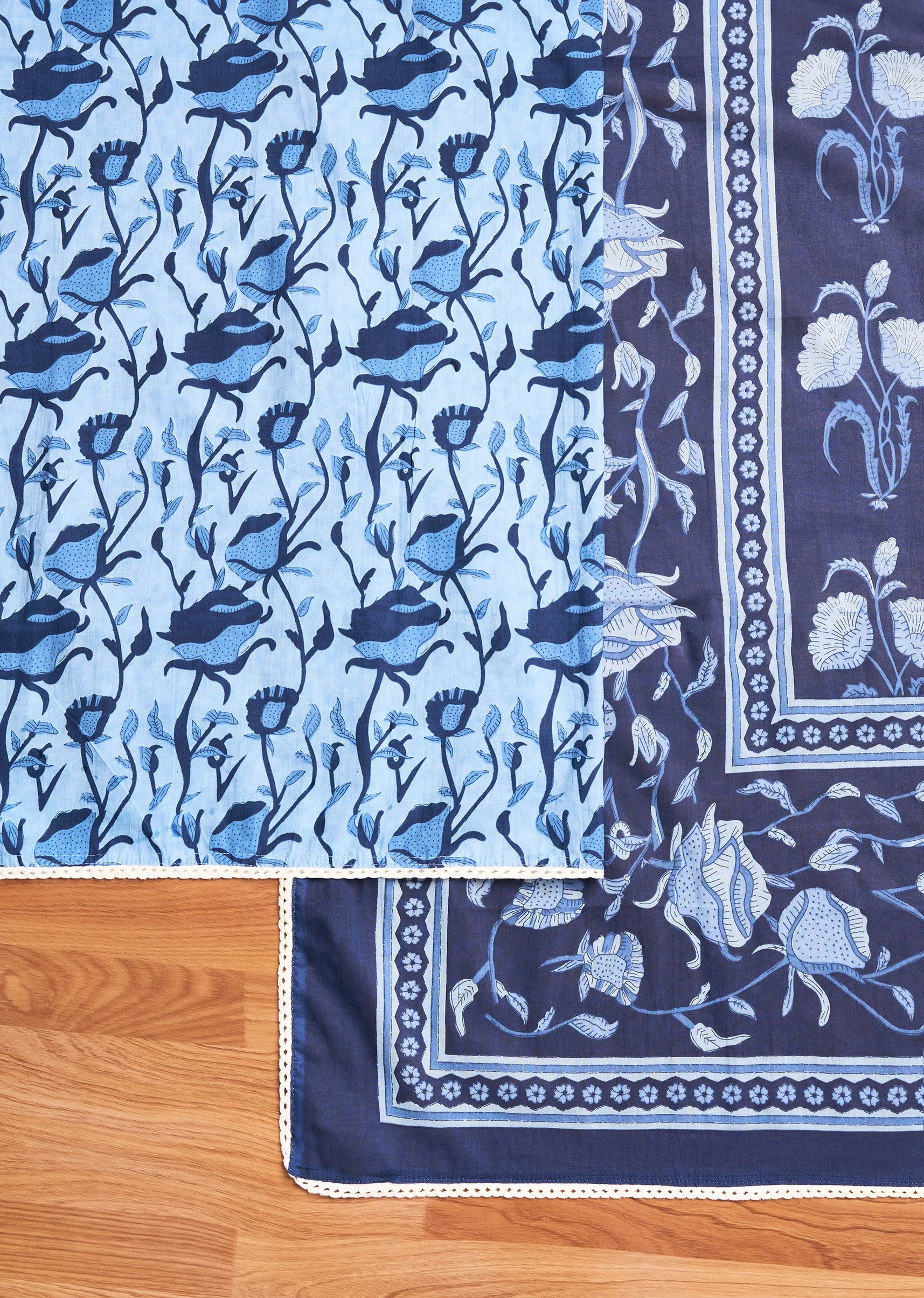 Ocean Blue Cotton Unstitched Suit Set - Image 3