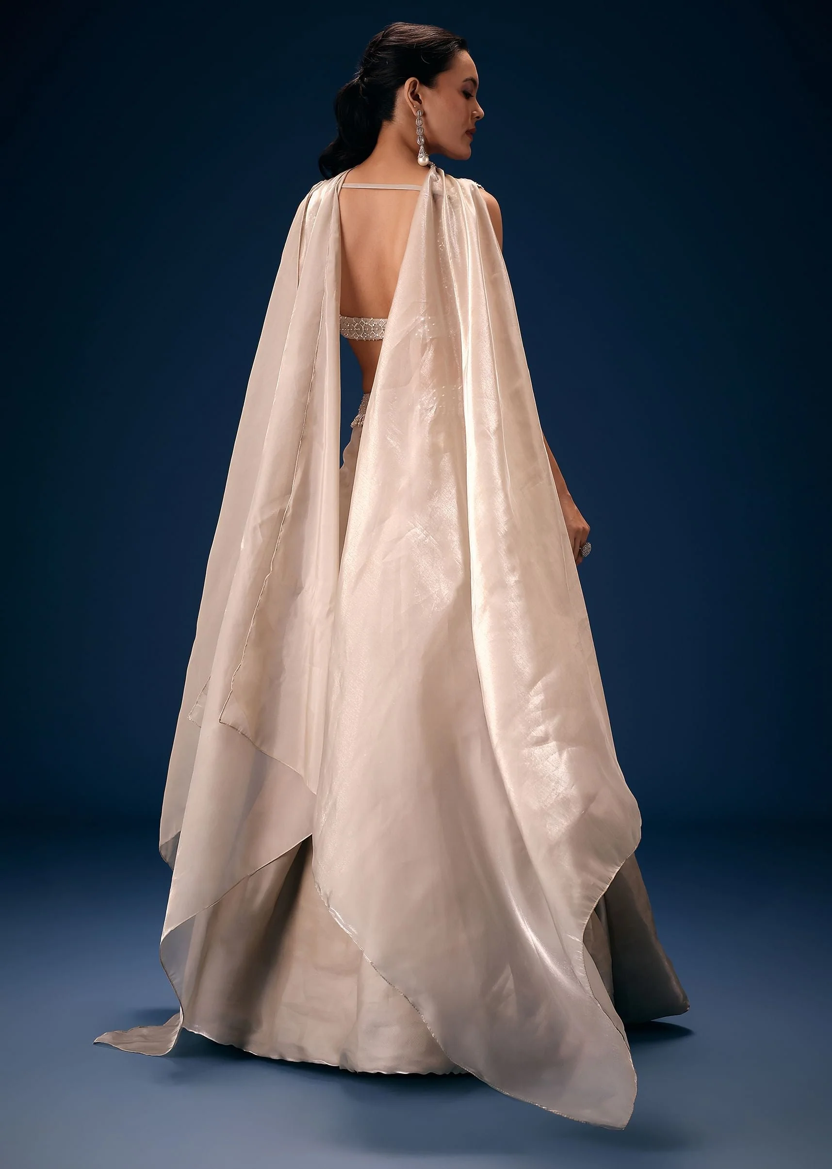 Off White Blouse With Fishcut Lehenga And Choker Dupatta - Image 5