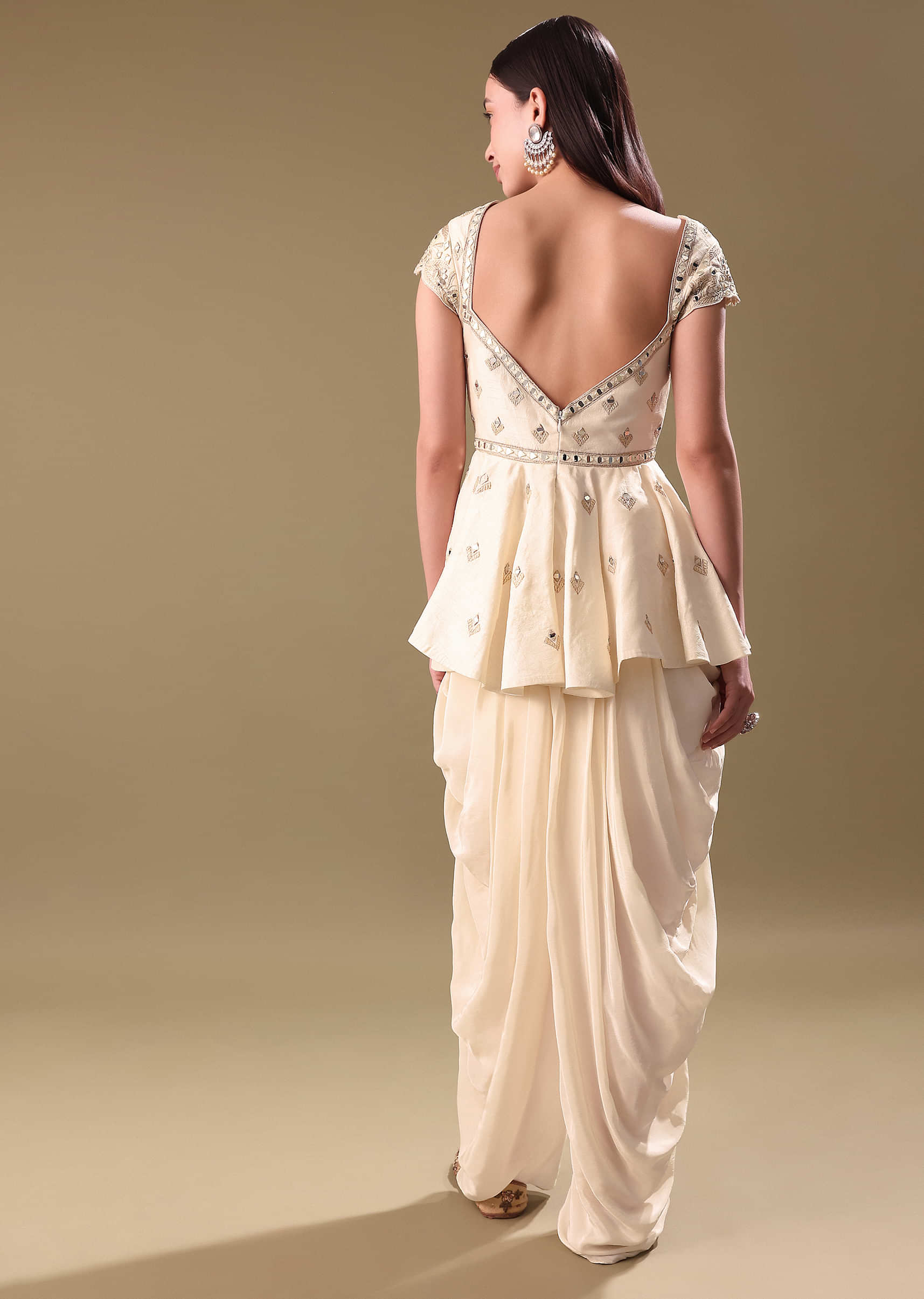Off White Dhoti With Embroidered Top - Image 5