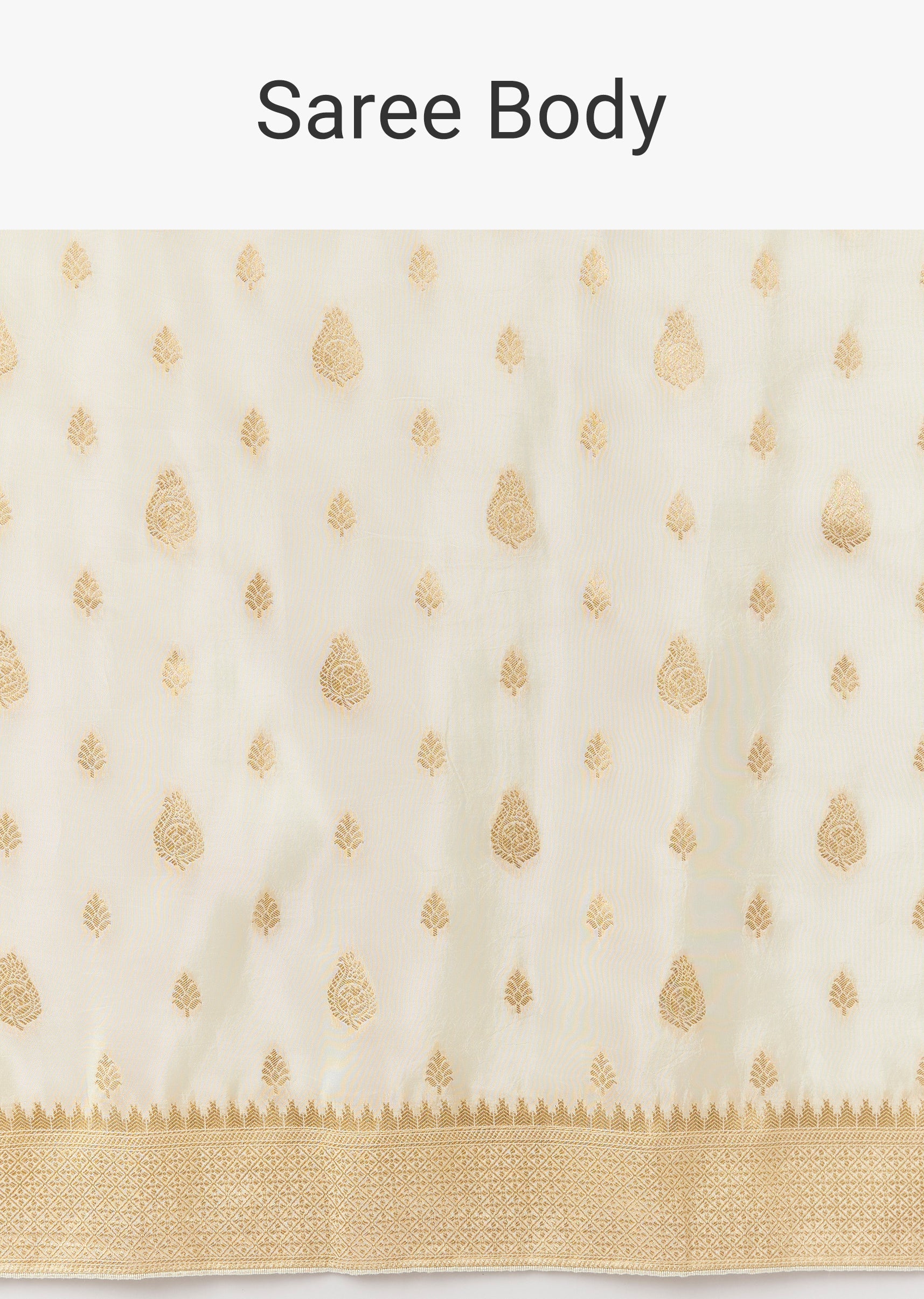 Off-White Dola Silk Woven Saree With Golden Butti And Multicolour Brocade Jaal Pallu - Image 9