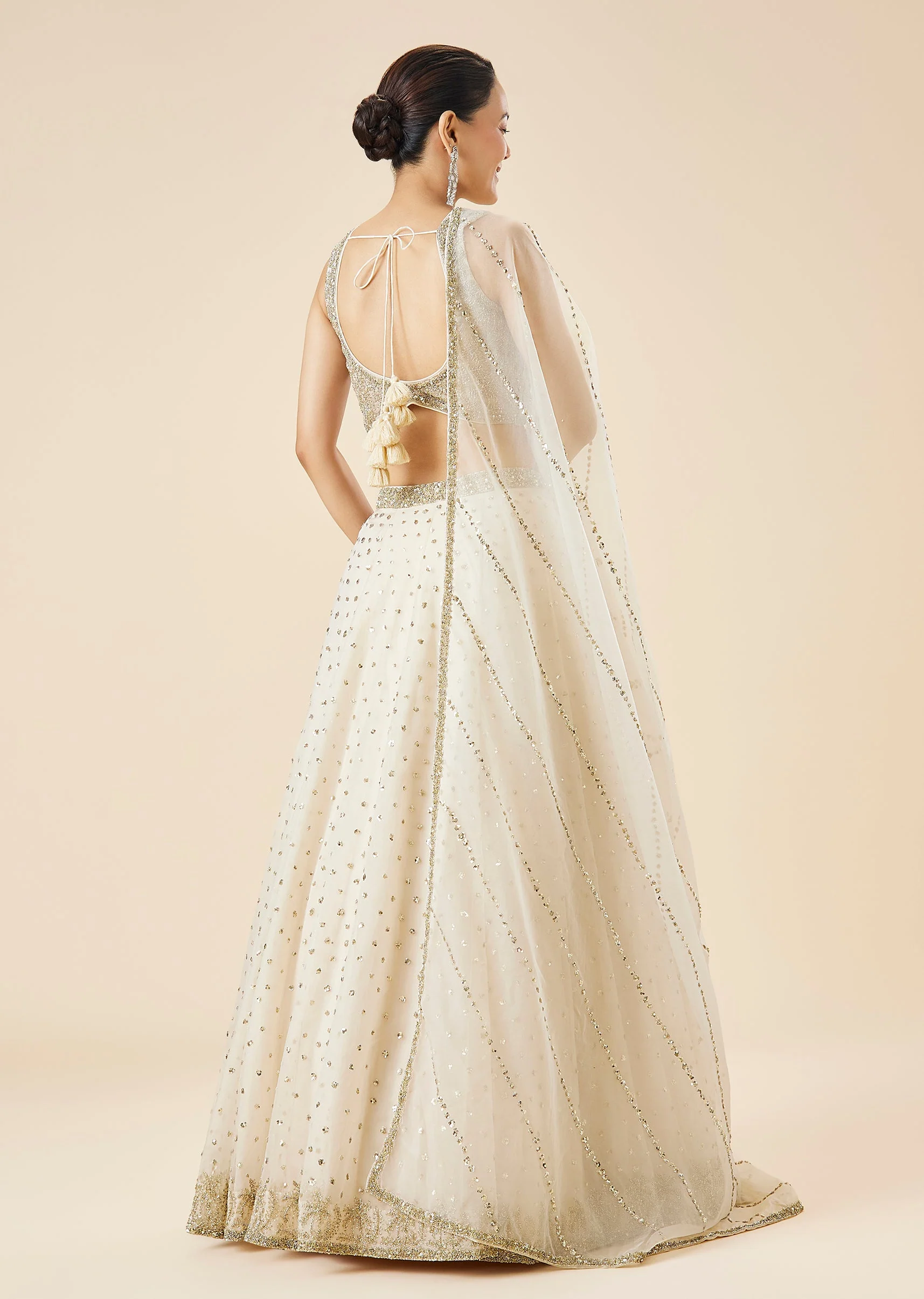 Off White Embroidered Bridal Lehenga Set With Dupatta - Image 2