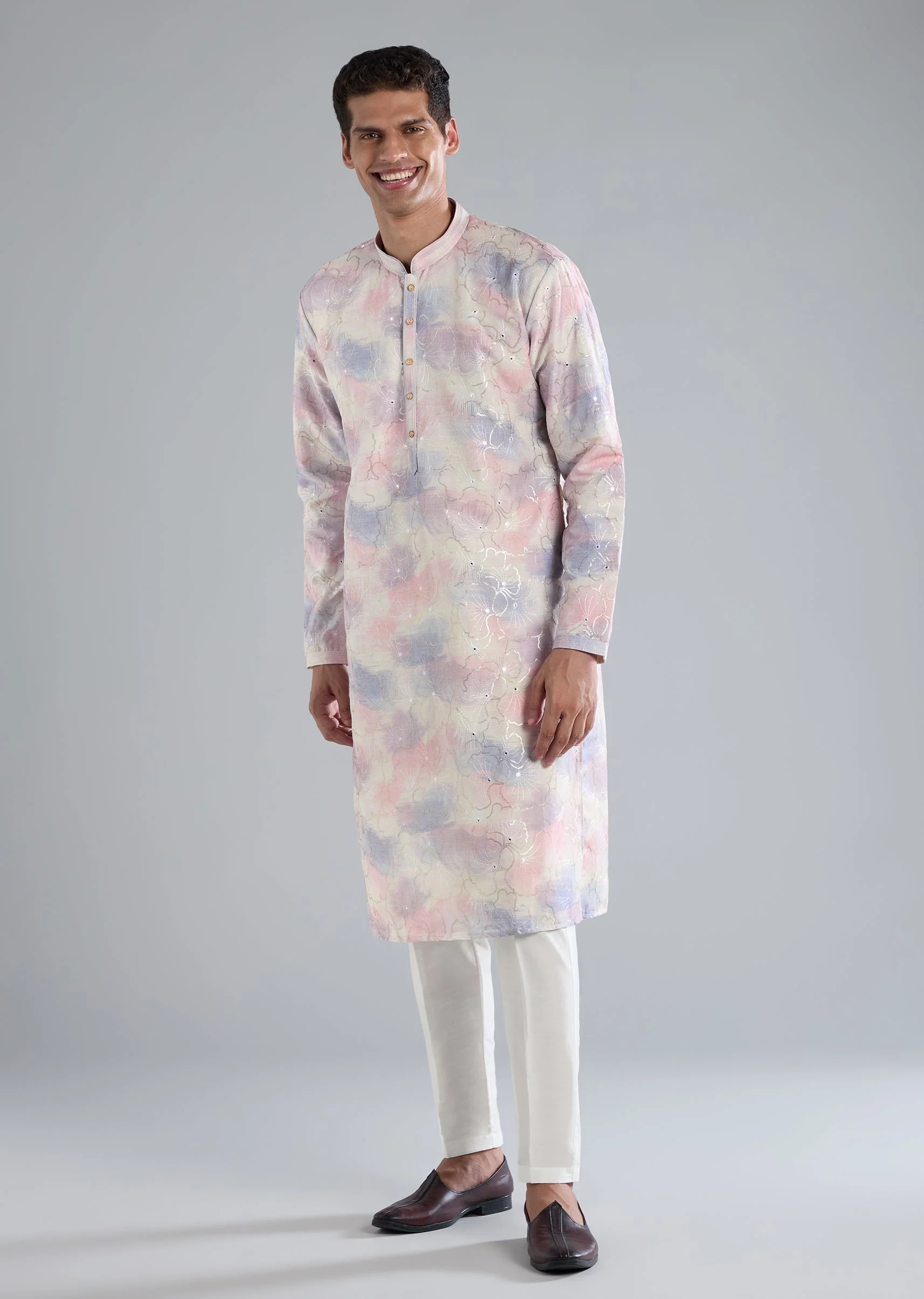 Off White Kurta Set With Thread Resham And Sequin Detailing - Image 3