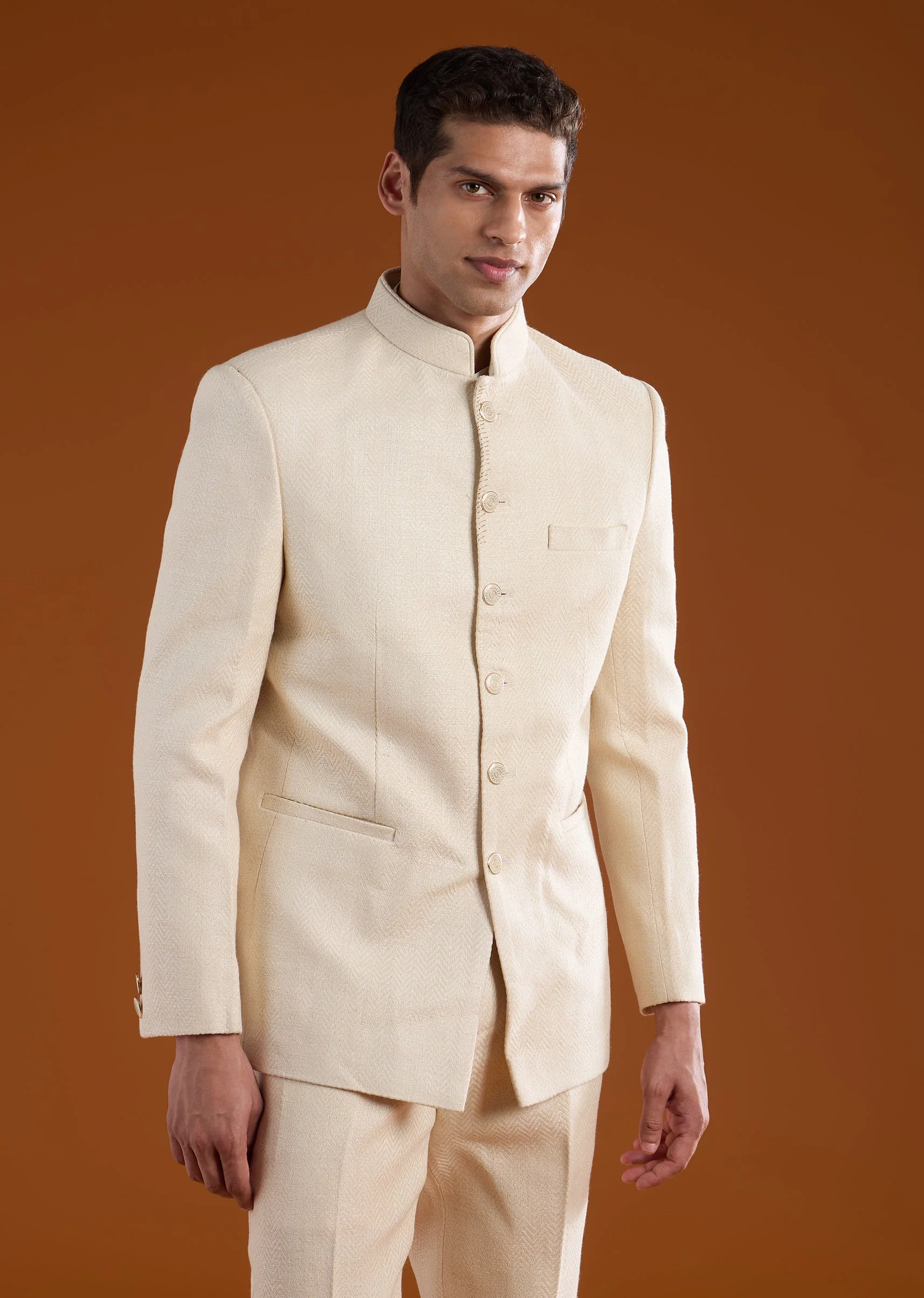 Off White Matka Silk Embroidered Jodhpuri Set - Image 6