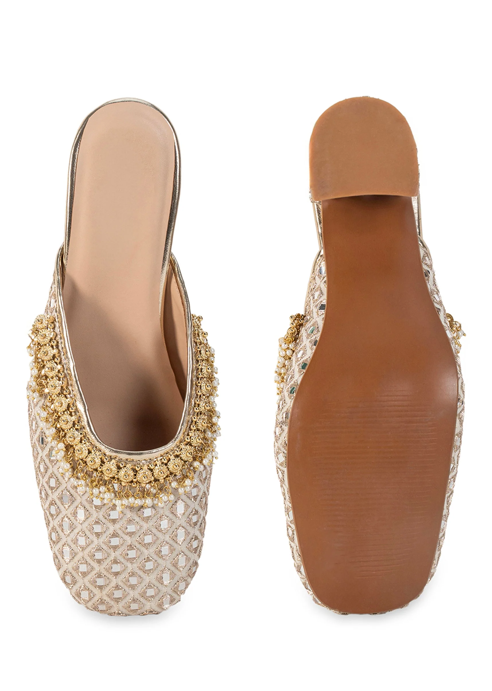 Off-White Mirror Embellished Mules - Image 4