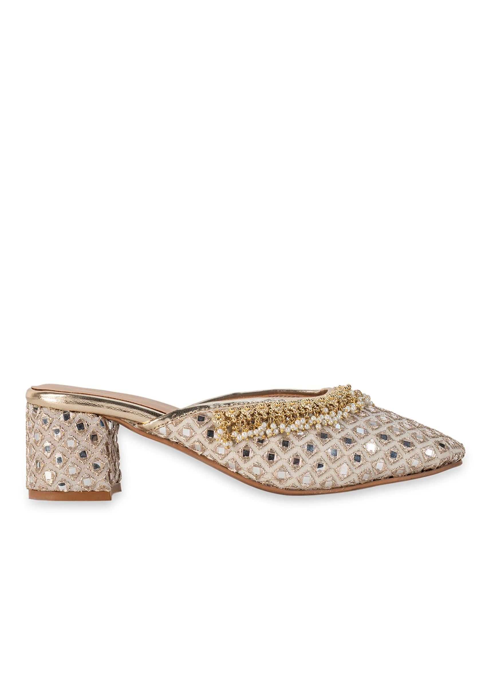 Off-White Mirror Embellished Mules - Image 7